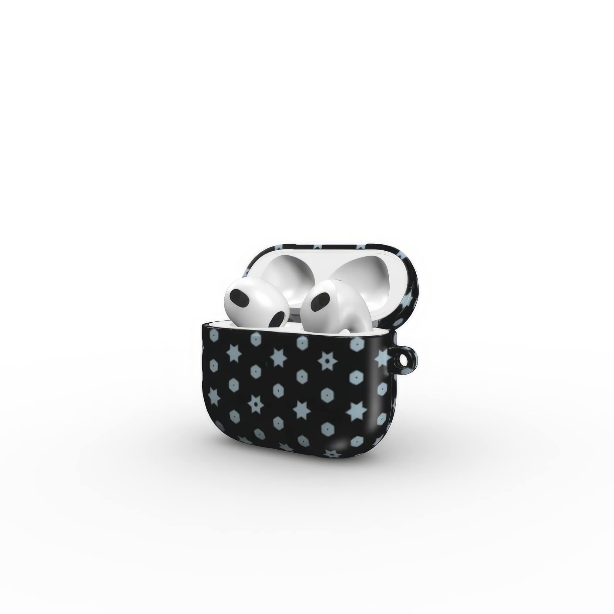 AirPods 3 case side view; midnight stars 1 pattern, ornamental pattern; kaleidoscope pattern imagination.