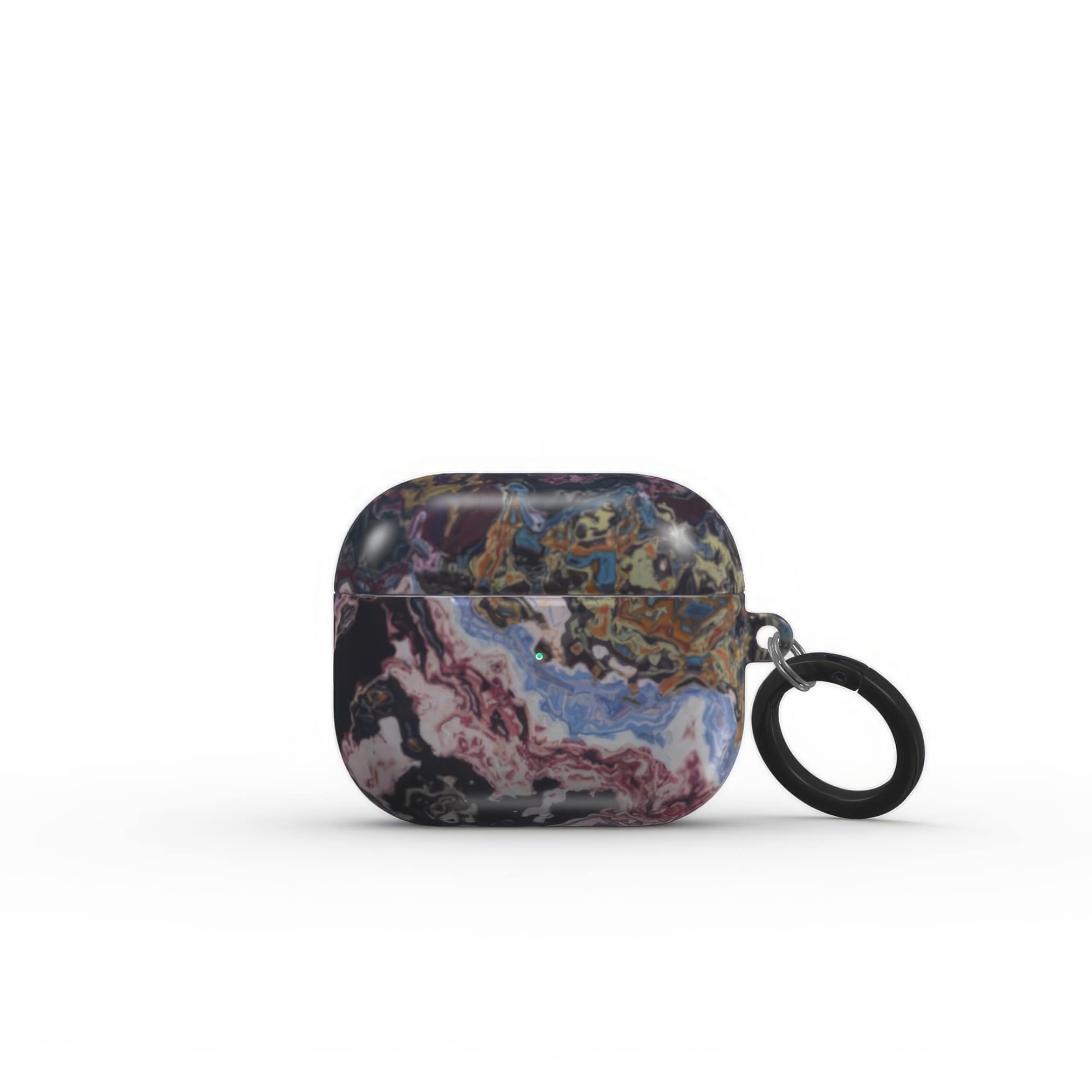 AirPods 3 tough case front view; Molten Berries 2 pattern, artistic, abstract marble pattern. Deep. purple color. Bold expressive aesthetic design. Colorful and interior fit. Elegant.