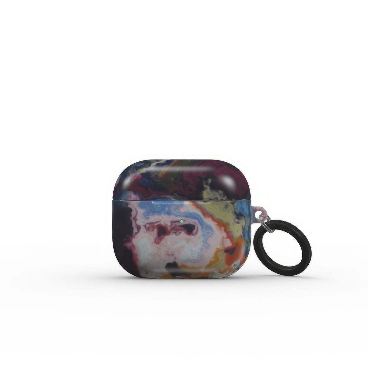 AirPods 3 tough case front view; Molten Berries pattern, artistic, abstract marble pattern. Deep. purple color. Bold expressive aesthetic design. Colorful and interior fit. Elegant.
