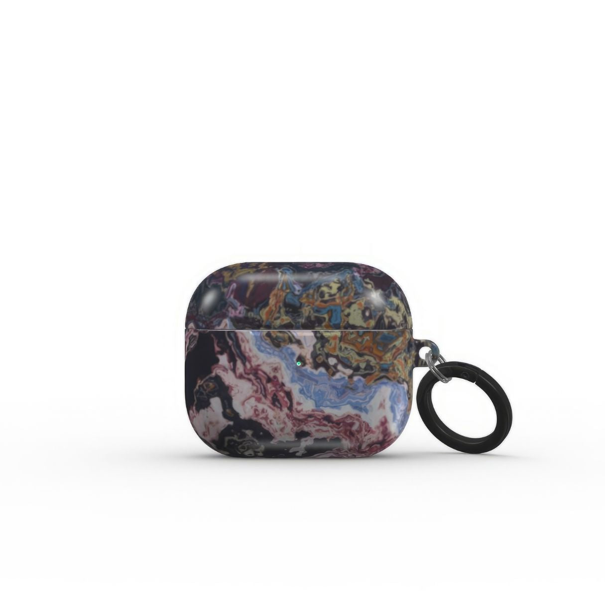AirPods 3 tough case front view; Molten Berries Mix pattern, artistic, abstract marble pattern. Deep. purple color. Bold expressive aesthetic design. Colorful and interior fit. Elegant.