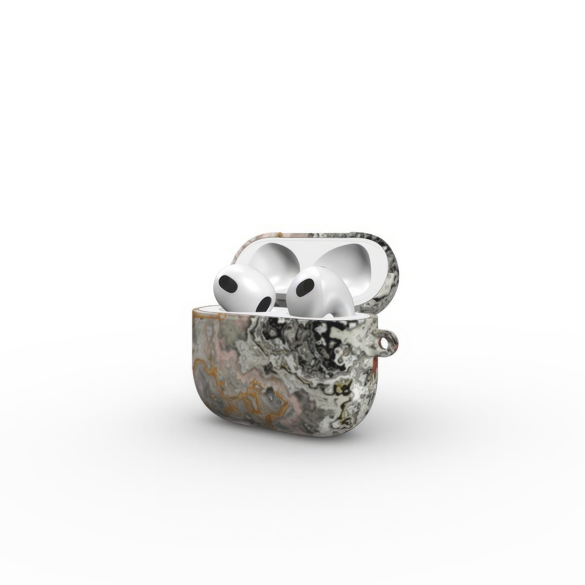 AirPods 3 case side view; full moon 1 pattern, marble pattern; moon surface imagination.