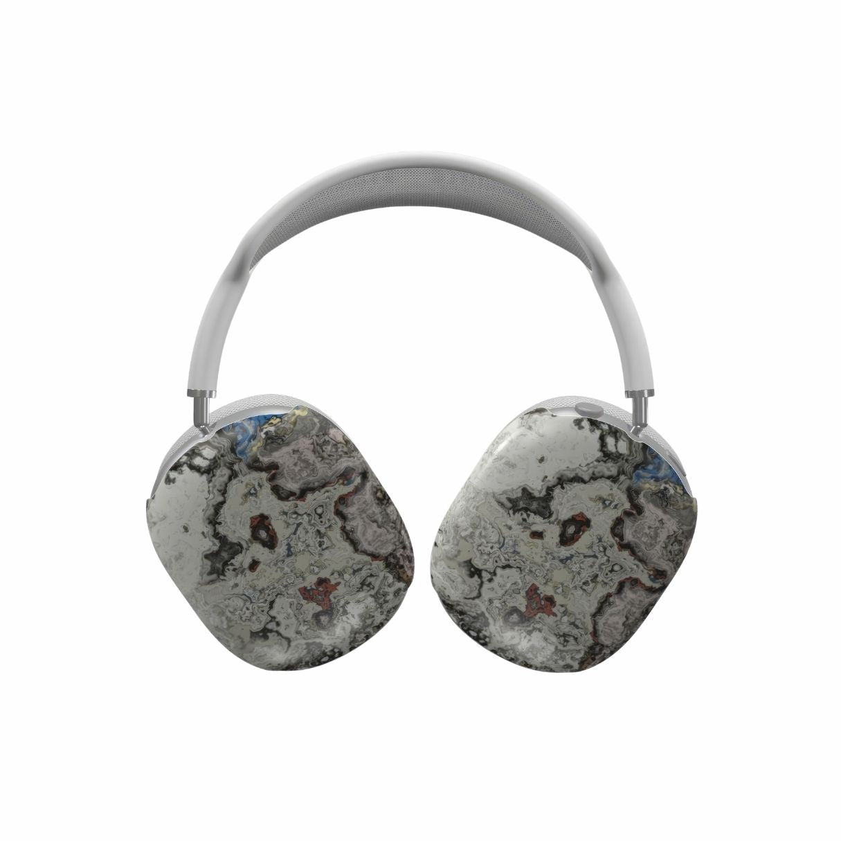 AirPods Max case front view; Full Moon pattern, marble pattern; moon surface imagination. Bold expressive aesthetic design. Colorful and interior fit. Elegant.