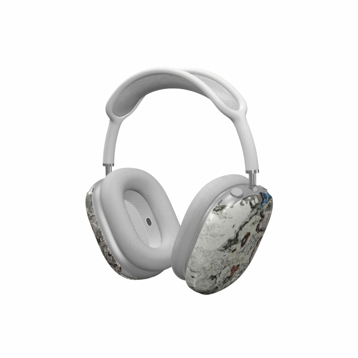 AirPods Max case side view; Full Moon pattern, marble pattern; moon surface imagination. Bold expressive aesthetic design. Colorful and interior fit. Elegant.