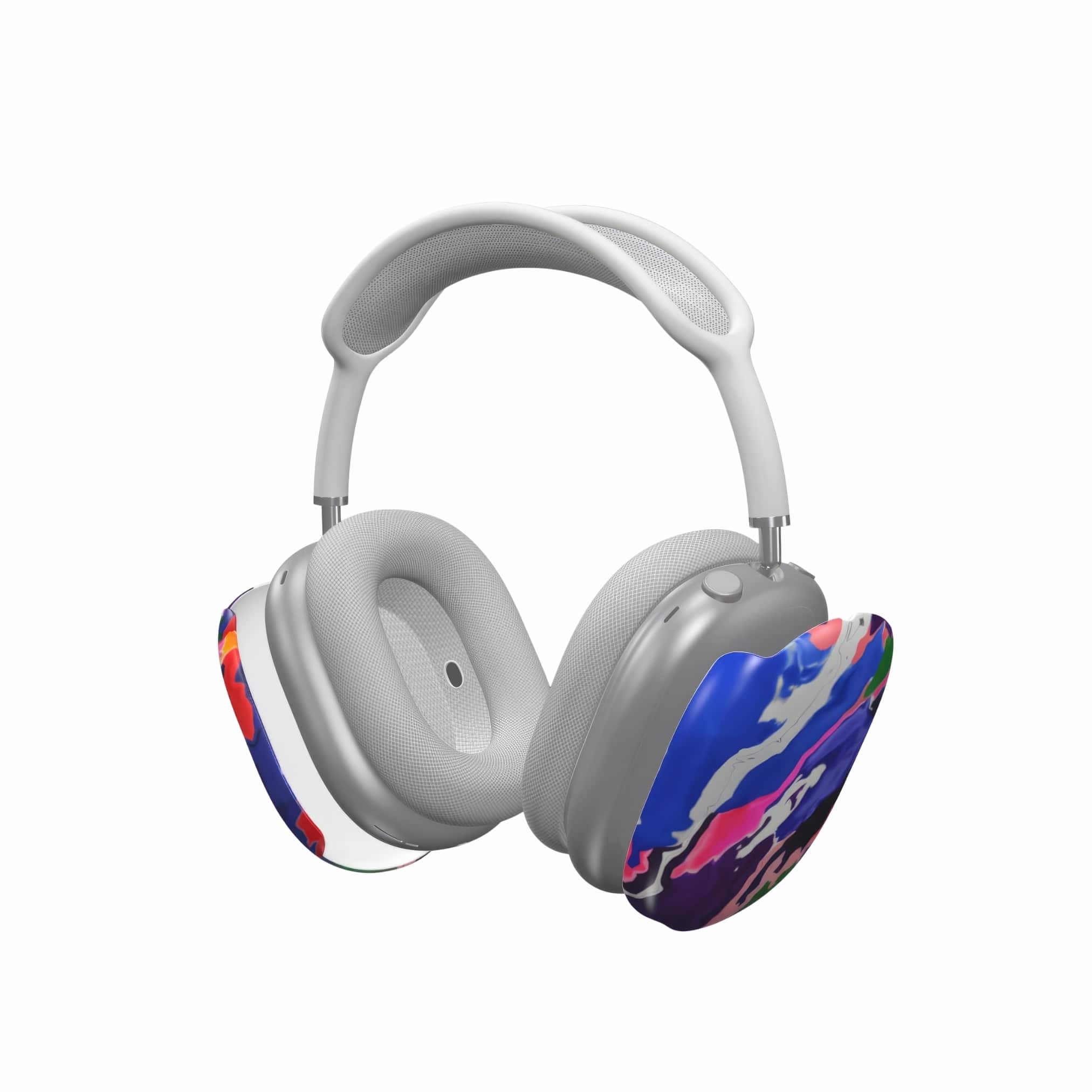AirPods Max tough case extend view; Nebula Drift pattern, artistic, abstract marble pattern. Blue and purple color combination. Bold expressive aesthetic design. Colorful and interior fit. Elegant.