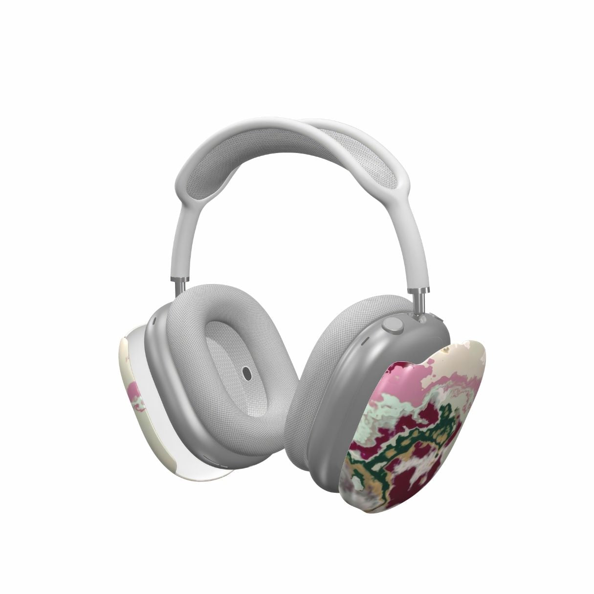 AirPods Max case with Sandscape Dream Burgundy pattern in artistic, abstract shape. Beige, green and bordeaux color combination. Bold expressive aesthetic design. Colorful and interior fit. Elegant. Extend view.