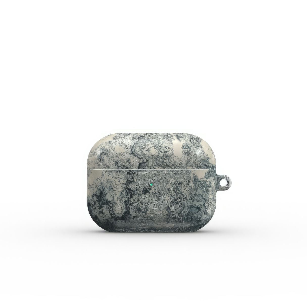 AirPods Pro case with a bold vivid pattern Blue Night Dusts abstract and artistic style, featuring an elegant and expressive aesthetic design. Main colors are blue and beige. Front view.
