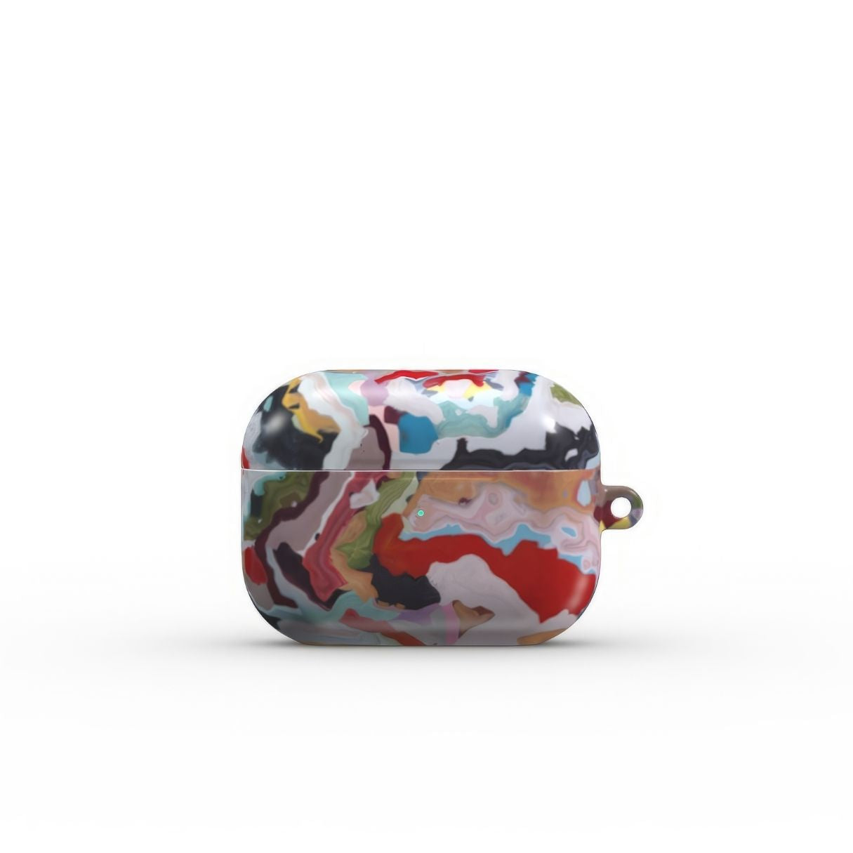 AirPods Pro case front view; Bold Sprinkles pattern, artistic, abstract marble pattern. Mix color combination. Bold expressive aesthetic design. Colorful and interior fit. Elegant.