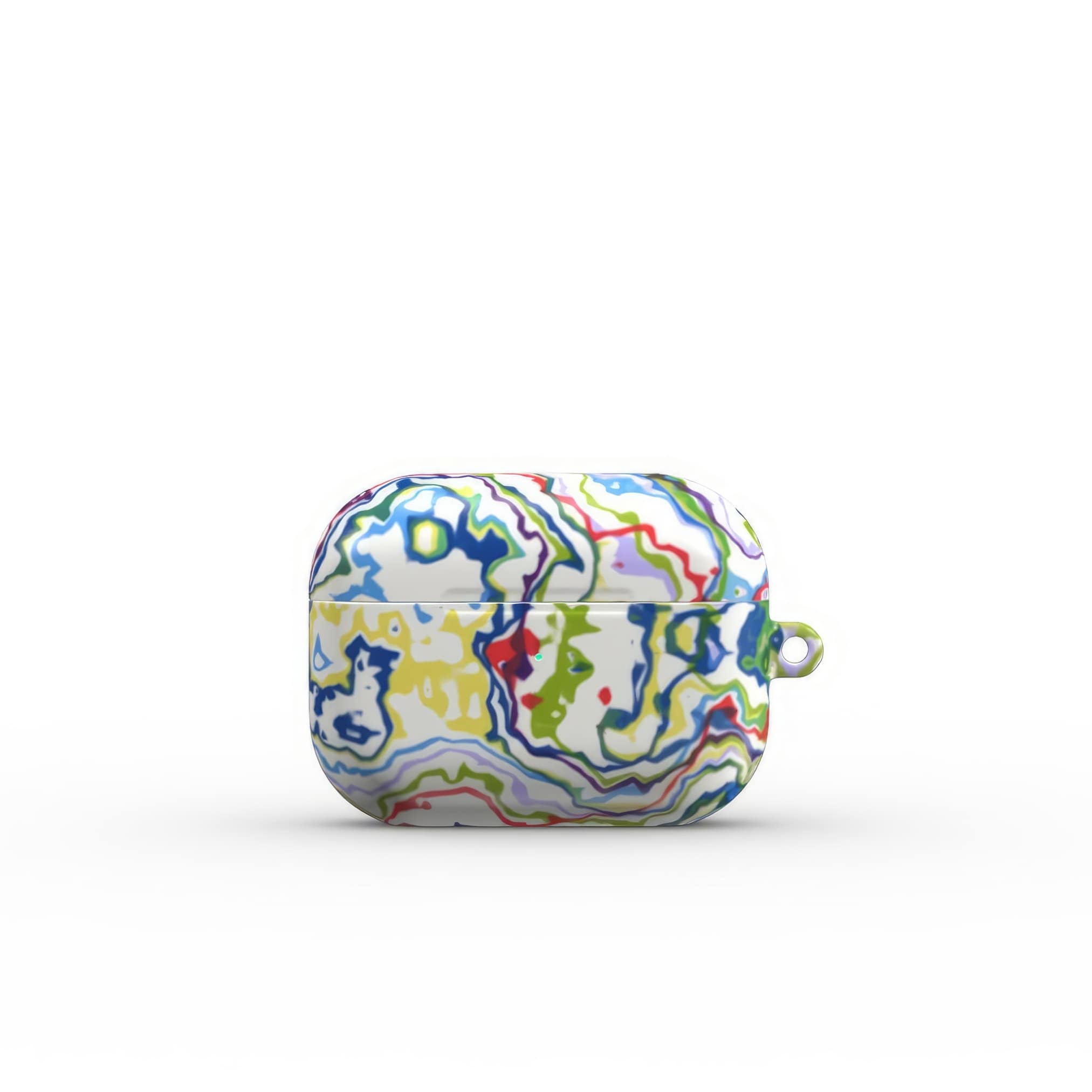 AirPods Pro tough case front view; Inside My Brain 1 pattern, artistic, abstract marble pattern. Mix color combination. Bold expressive aesthetic design. Colorful and interior fit. Elegant.