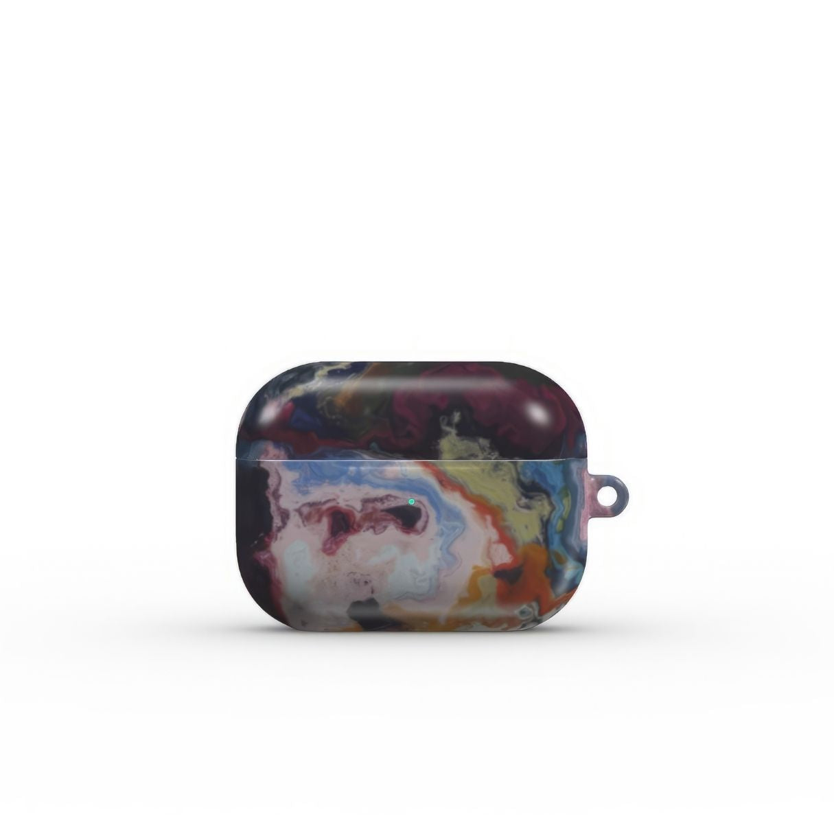 AirPods Pro tough case front view; Molten Berries pattern, artistic, abstract marble pattern. Deep. purple color. Bold expressive aesthetic design. Colorful and interior fit. Elegant.