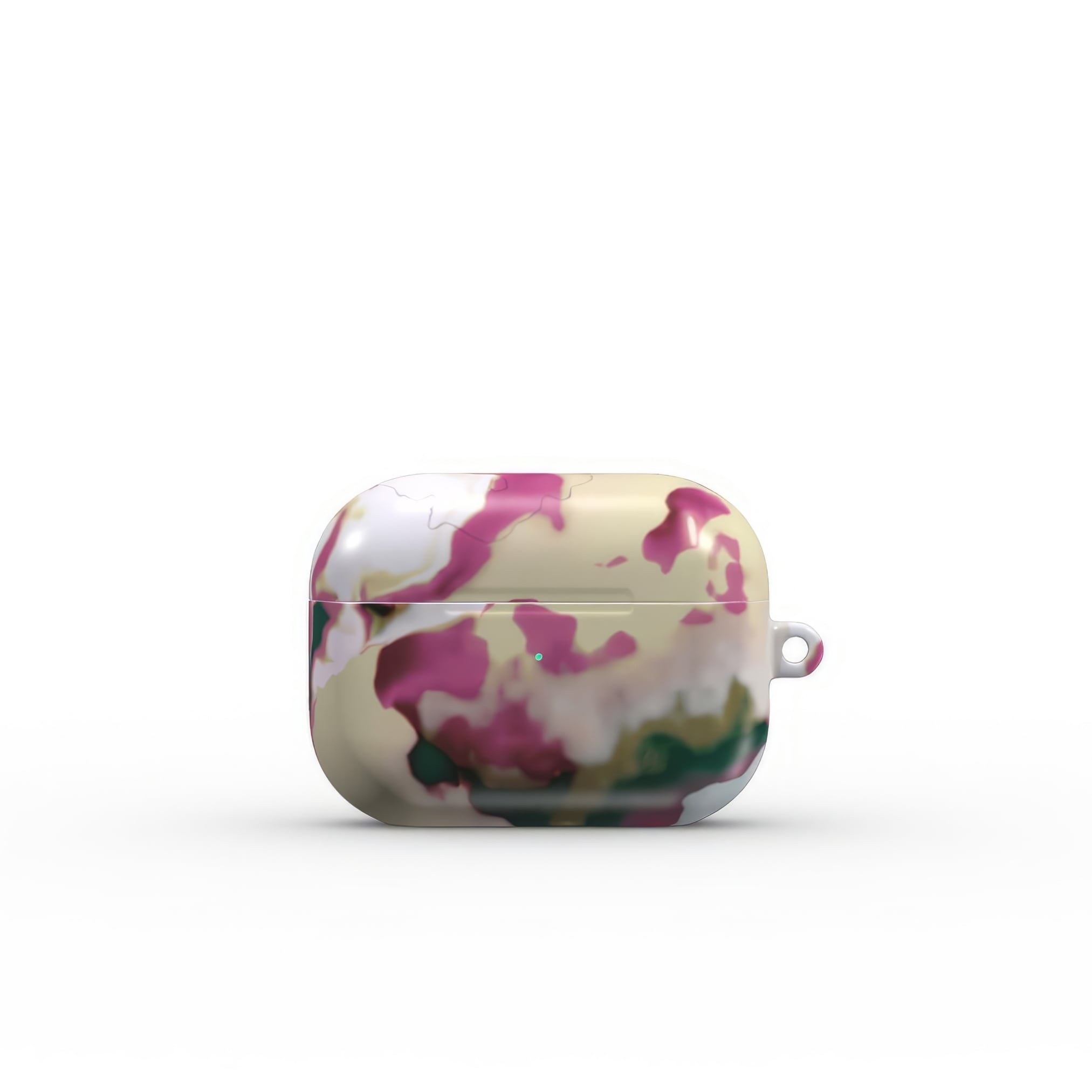AirPods Pro tough case front view; Sandscape Dream pattern, artistic, abstract marble pattern. Beige and purple color combination. Bold expressive aesthetic design. Colorful and interior fit. Elegant.