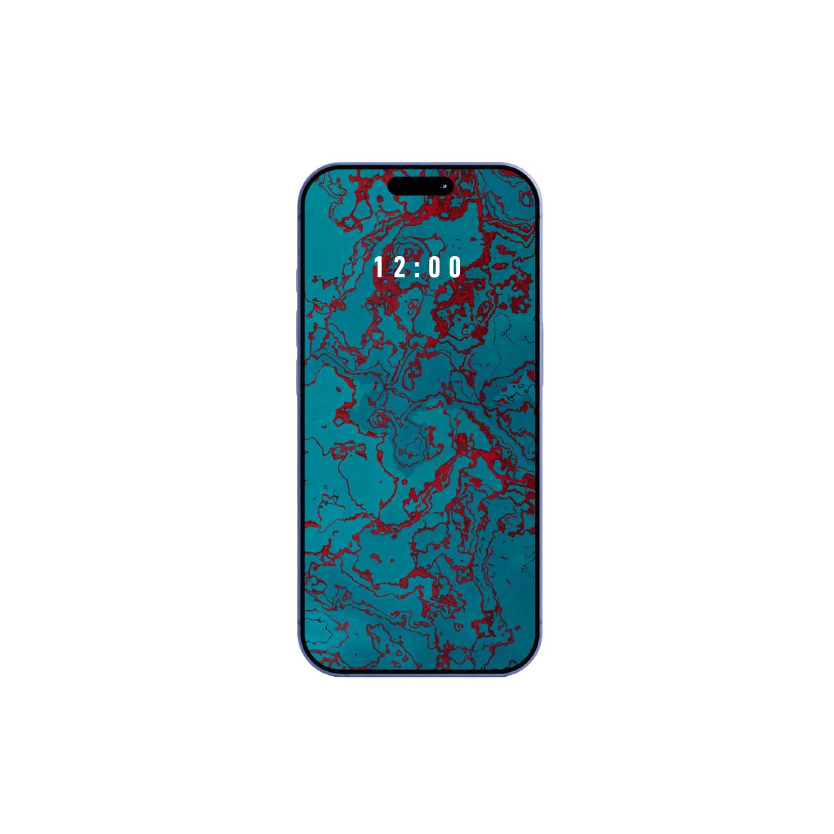 Phone with abstract blue pattern wallpaper on a white background. Instant download. Instant download.