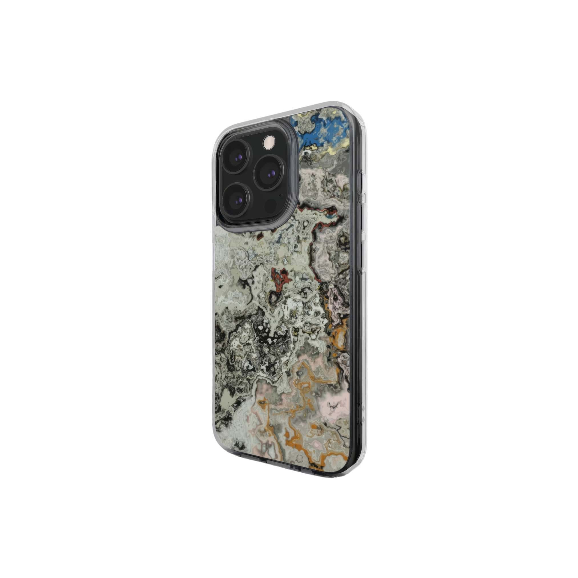Clear phone case side view; Full Moon pattern, marble pattern; moon surface imagination.