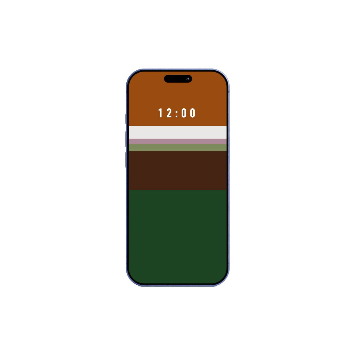 Phone with stripes brown green pattern wallpaper on a white background. Instant download. Instant download.