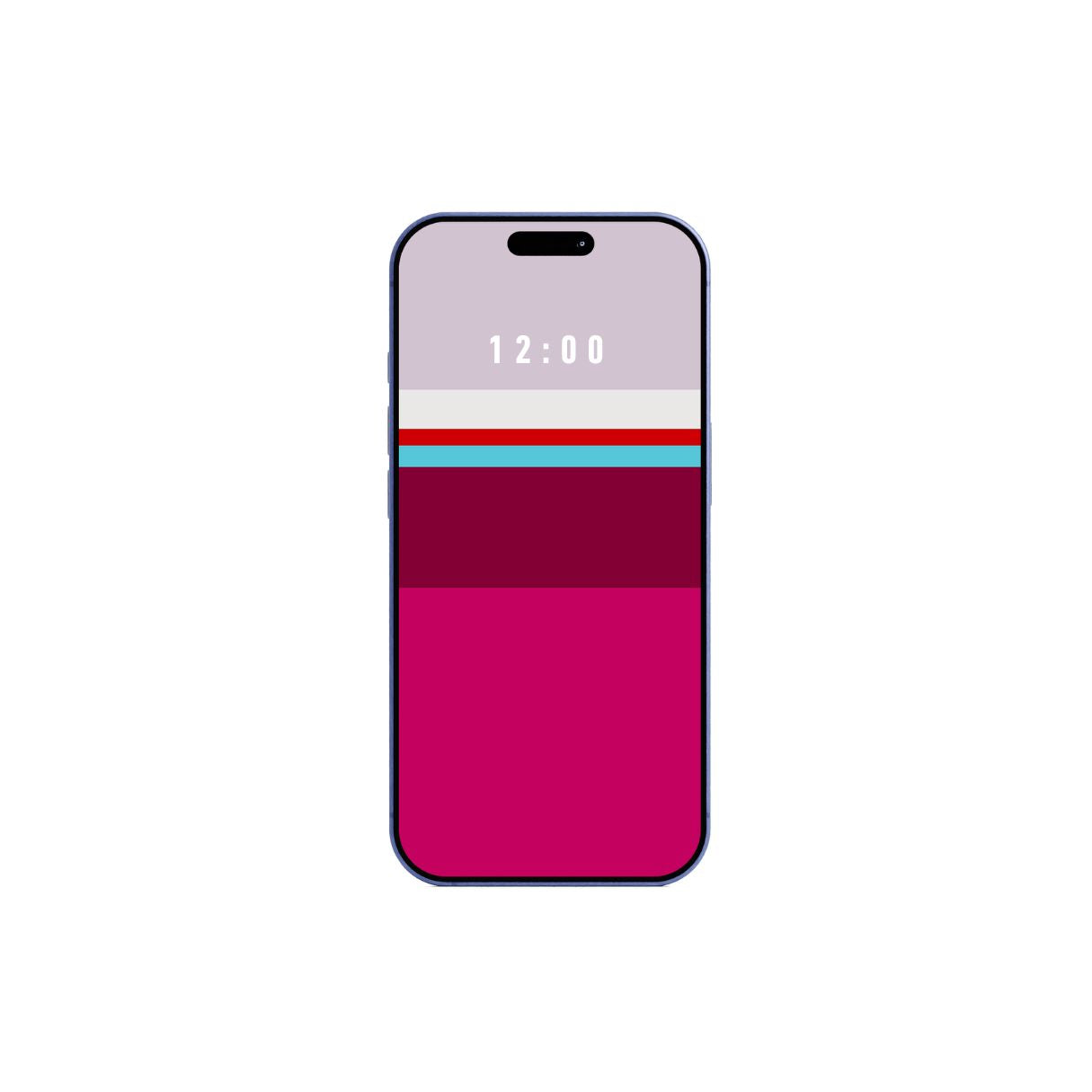 Phone with stripes pink pattern wallpaper on a white background. Instant download. Instant download.