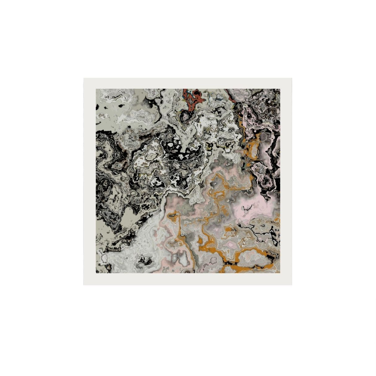 Abstract art print with a marble-like texture in neutral tones.