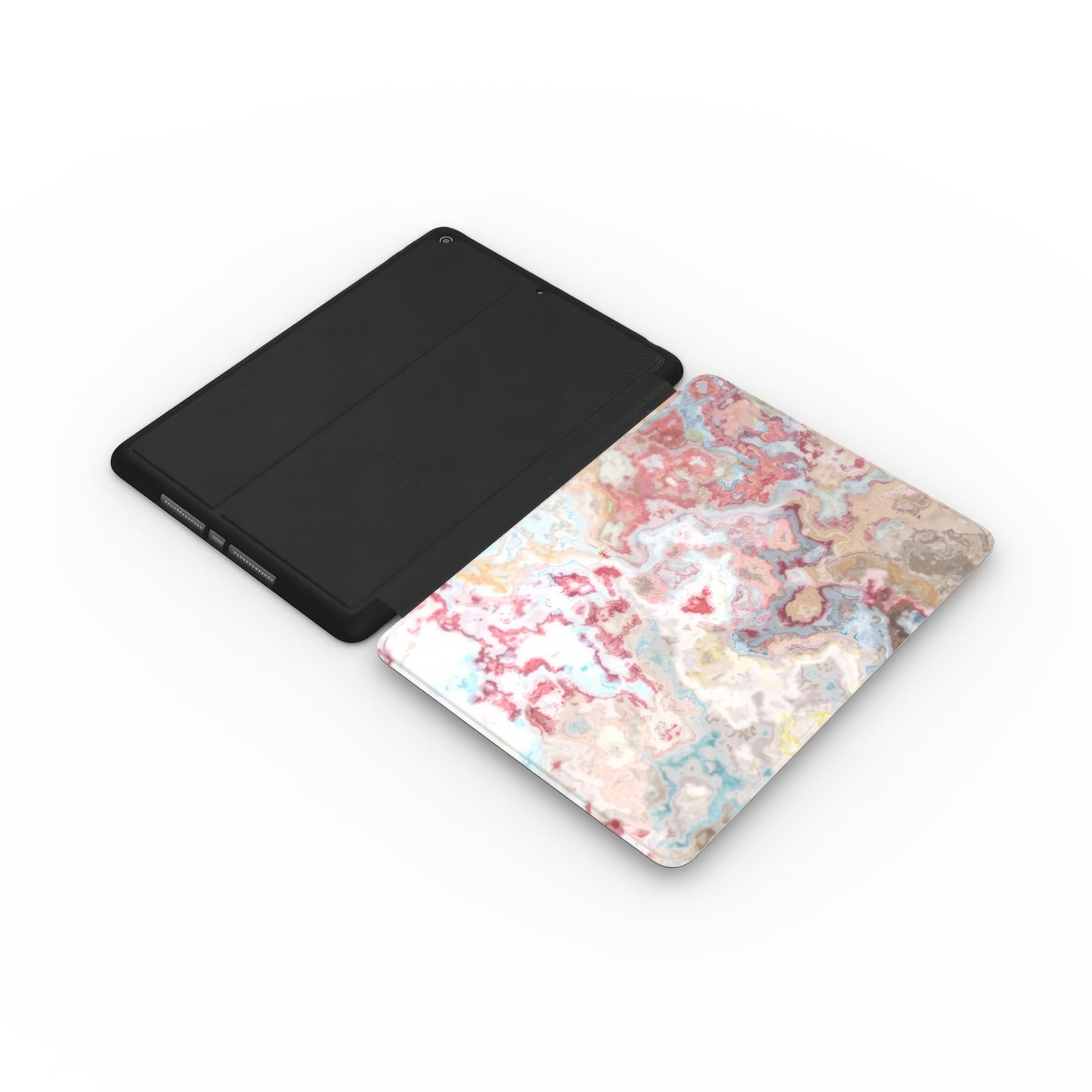 Divine Blue pattern and iPad case side extend view.