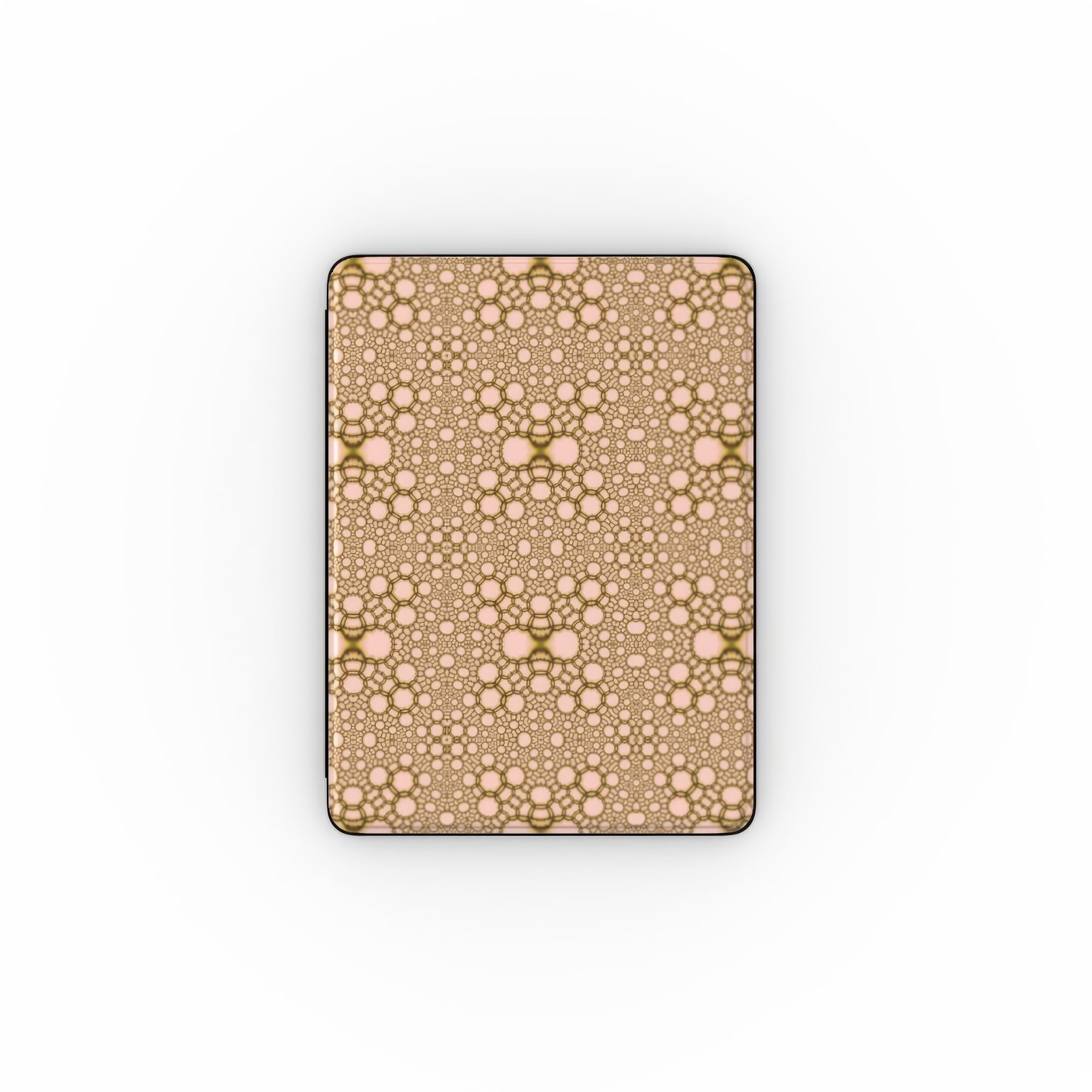 iPad case front view; Sweet Bubbles pattern, ornamental pattern; kaleidoscope pattern imagination. Bold expressive aesthetic design.