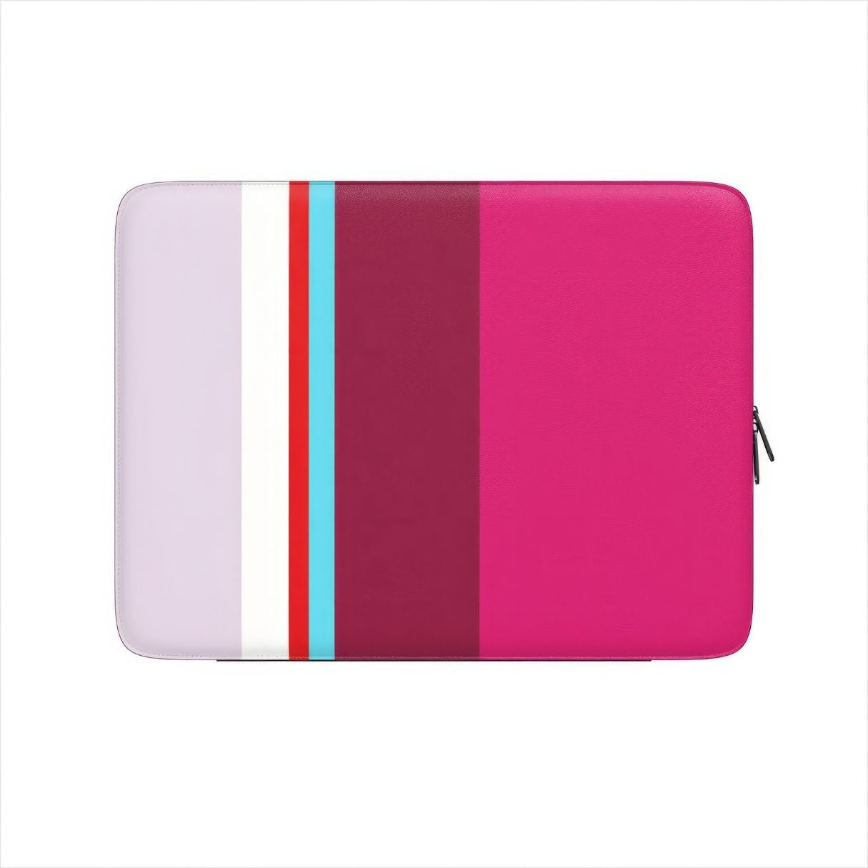 Laptop Sleeve with Color Blocks Fuchsia pattern design with a color blocks, featuring an elegant and expressive aesthetic design. Main colors are lilac, red, passion pink and fuchsia. Front view.