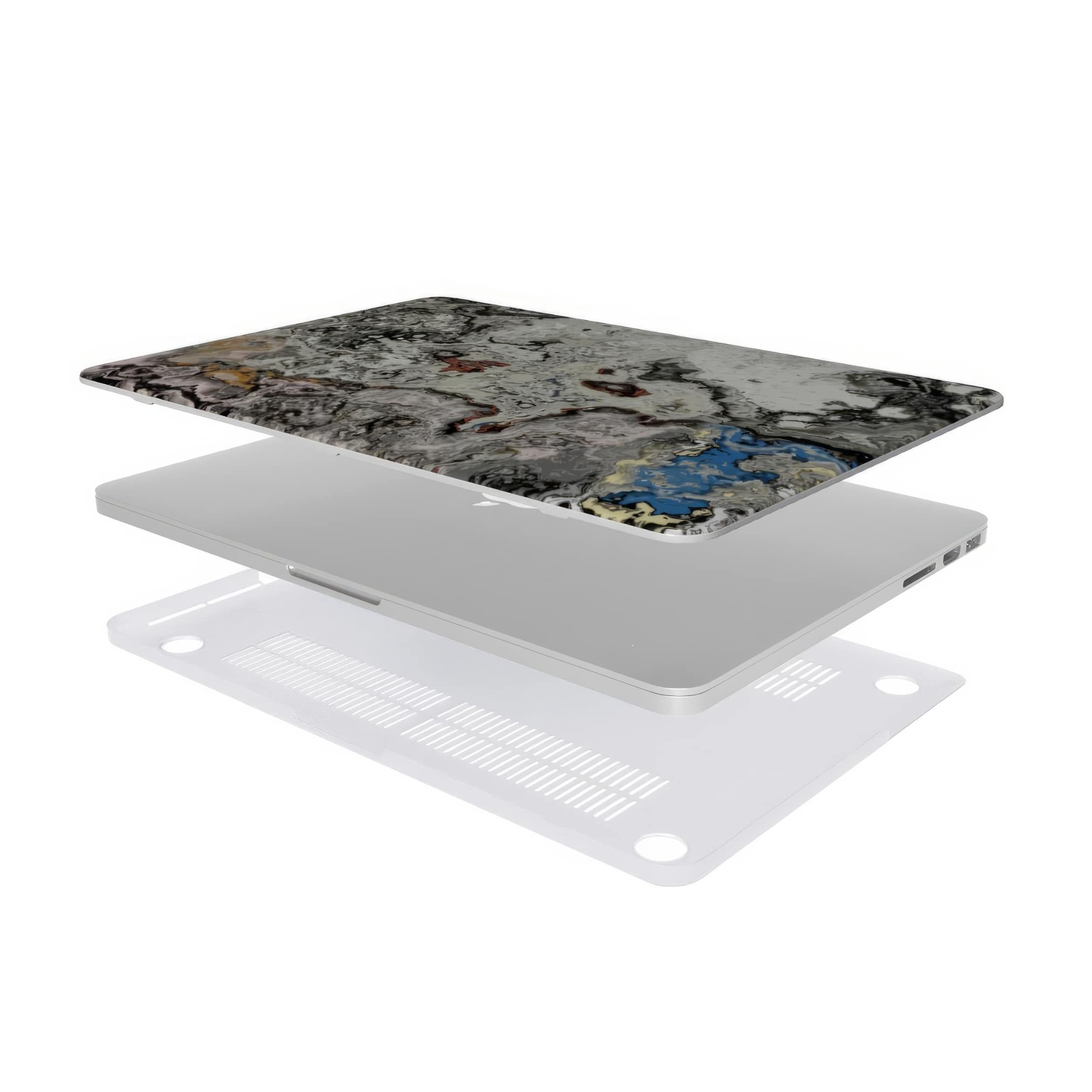 MacBook case extend view; Full Moon pattern, marble pattern; moon surface imagination.