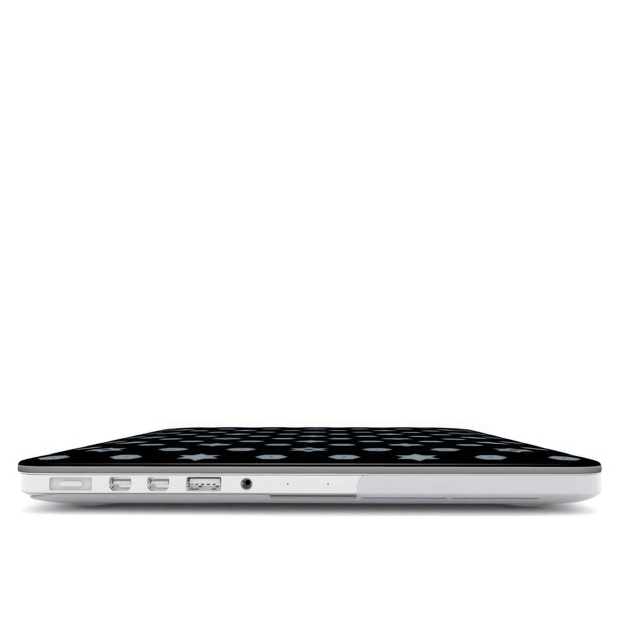 MacBook case closed view; midnight stars 1 pattern, ornamental pattern; kaleidoscope pattern imagination.