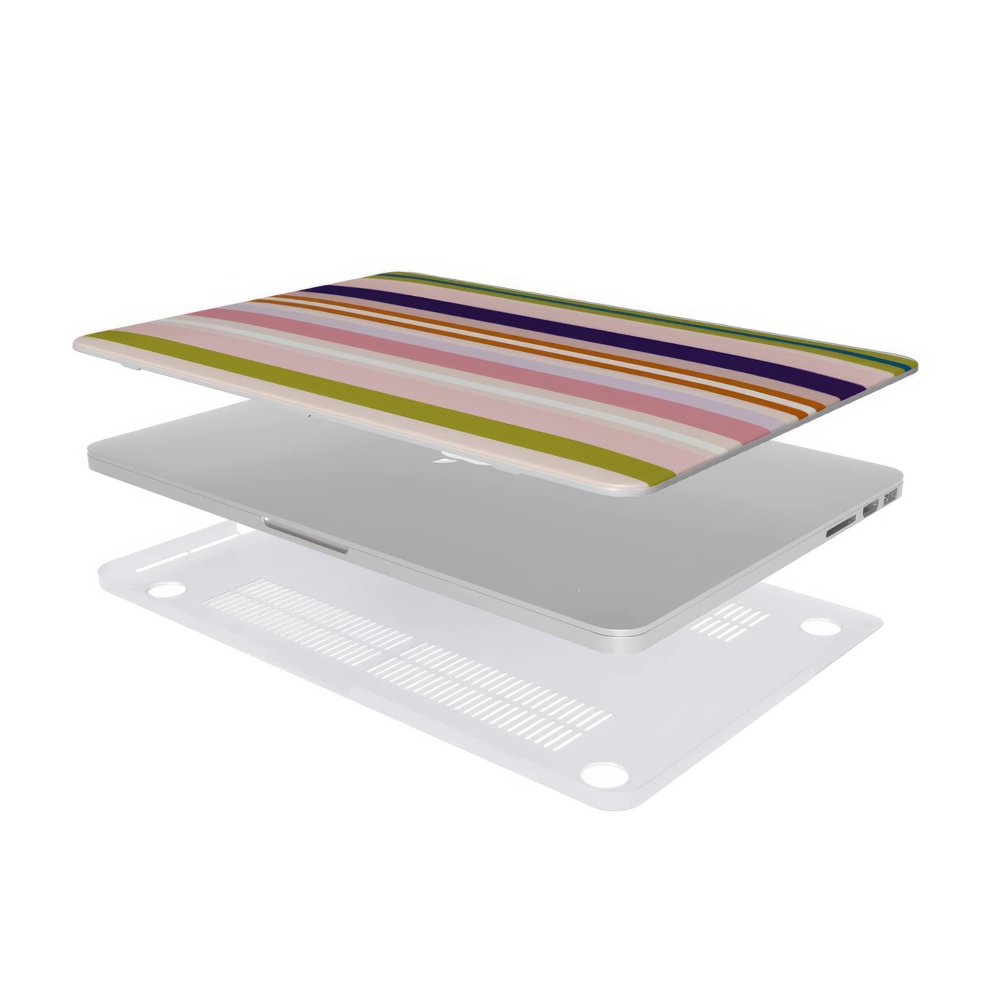 MacBook case Parallel Flow Pink pattern with tiny color stripes, featuring an elegant and expressive aesthetic design. Main colors are pink, lilac and purple. Extend view.