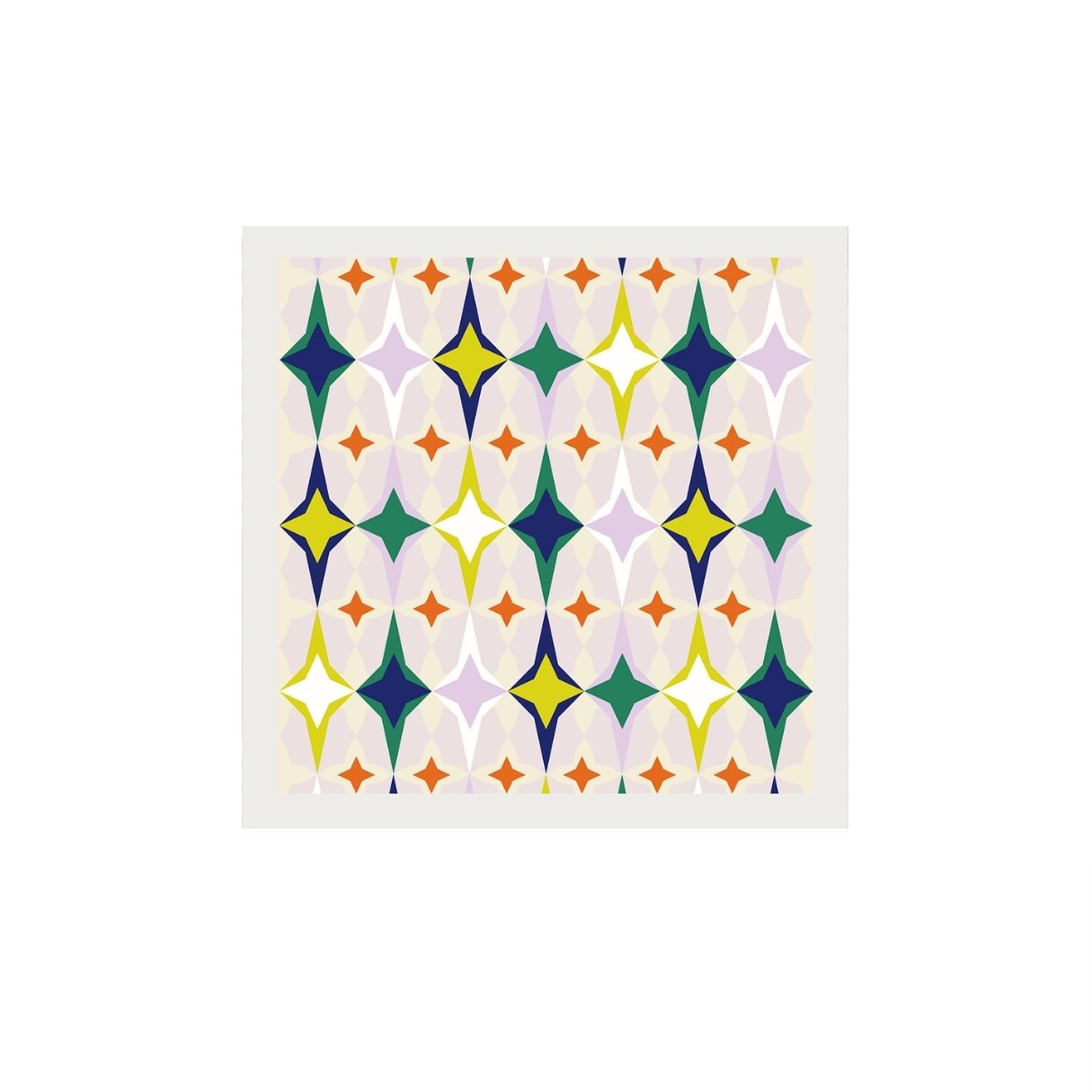 Colorful geometric pattern on a white background.