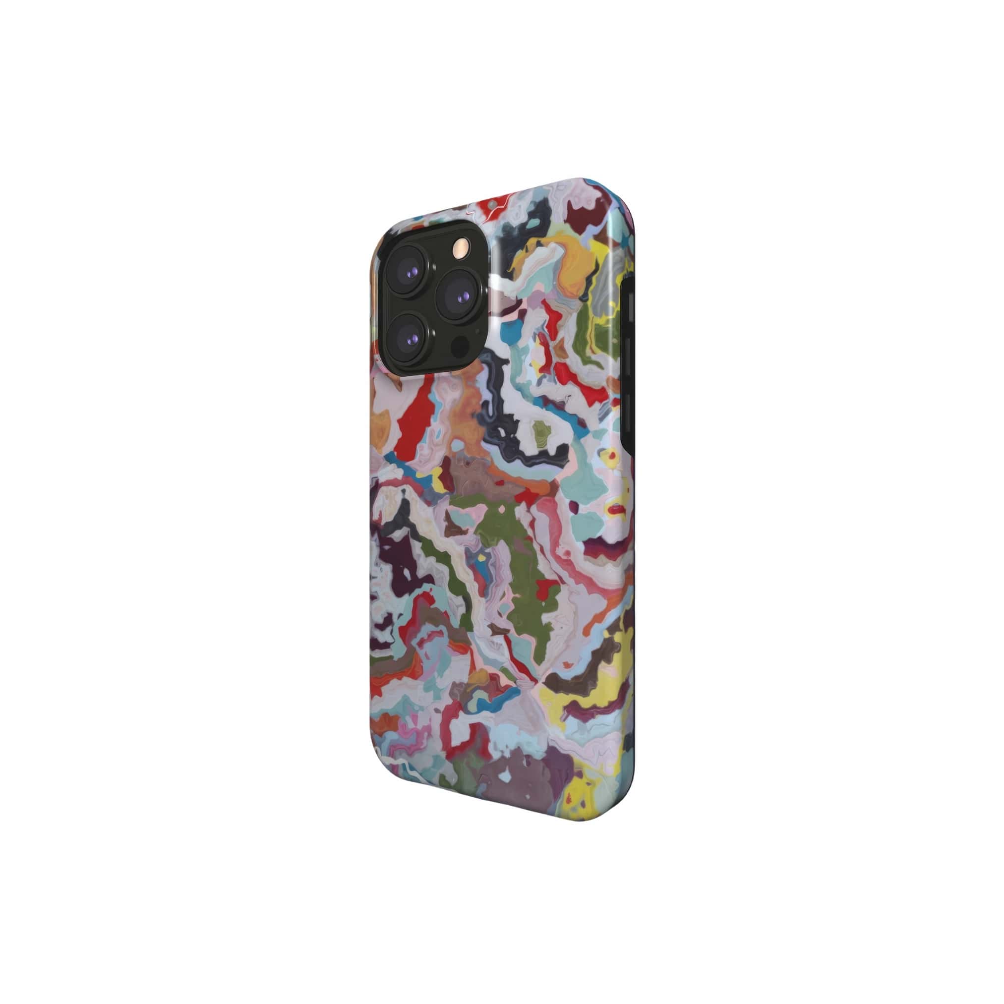 Tough magsafe phone case side view; Bold sprinkles 1 pattern, artistic, abstract marble pattern. Mix color combination. 