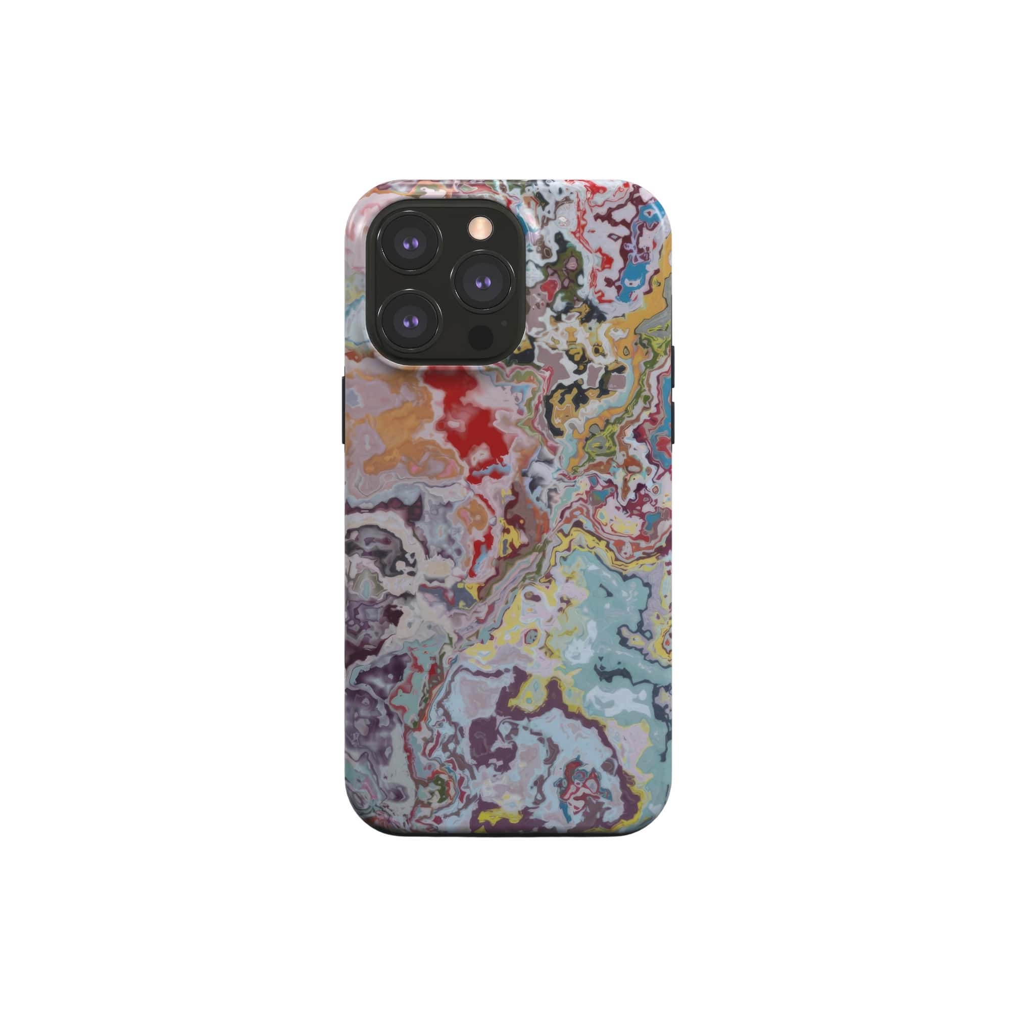 Tough magsafe phone case front view; Bold sprinkles 2 pattern, artistic, abstract marble pattern. Mix color combination. Bold expressive aesthetic design. Colorful and interior fit. Elegant.