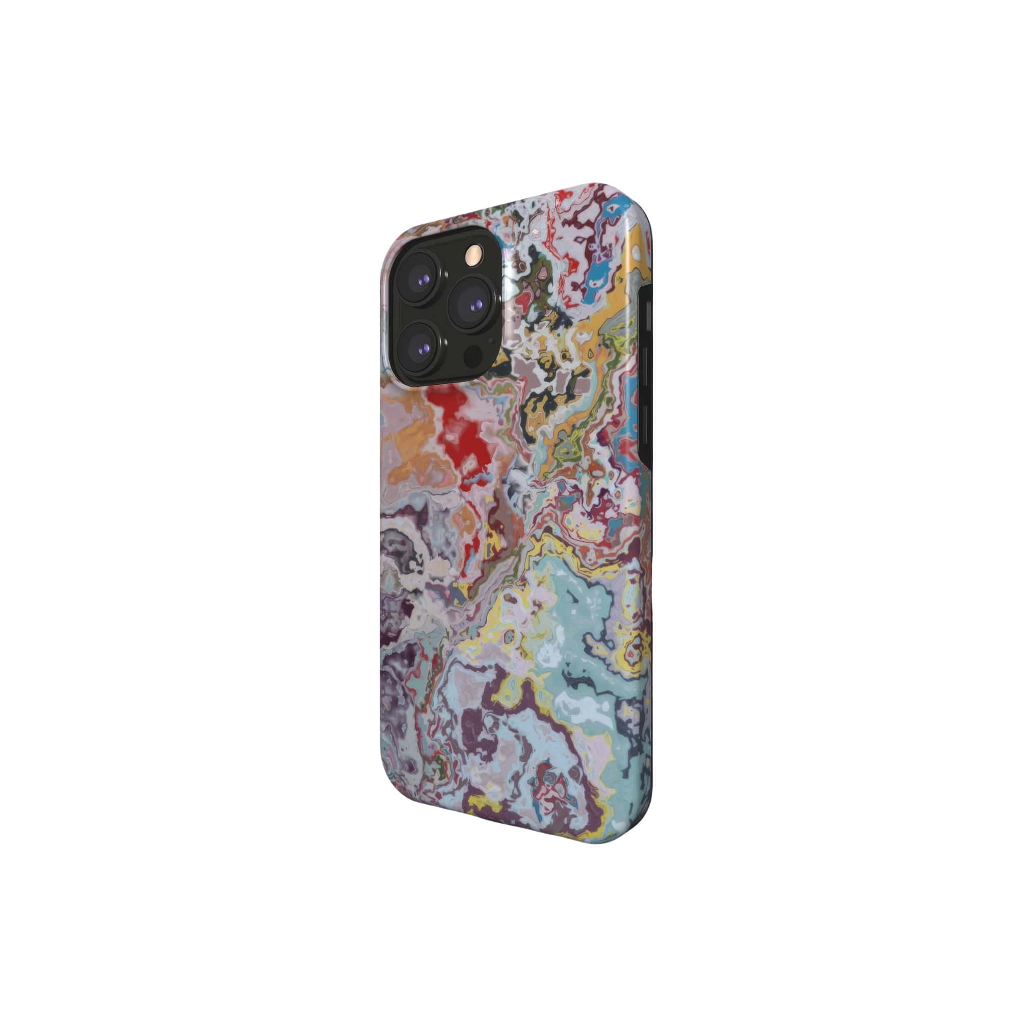 Tough magsafe phone case side view; Bold sprinkles 2 pattern, artistic, abstract marble pattern. Mix color combination. 