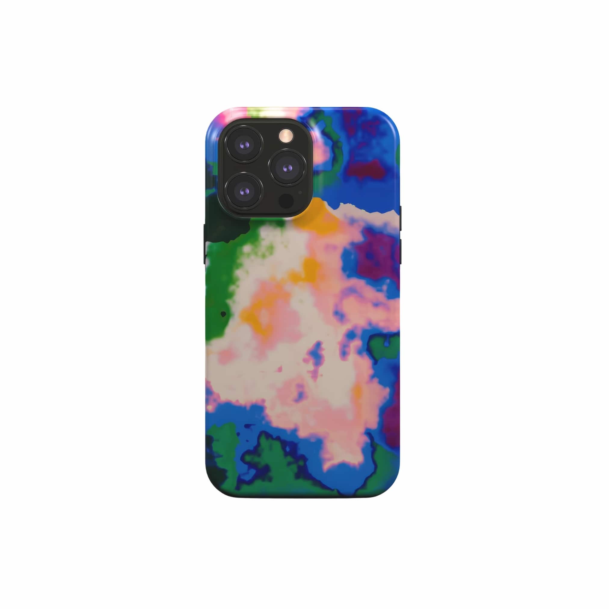 Tough magsafe phone case front view; Brazil 2 pattern, artistic, abstract marble pattern. Green, blue and beige color combination. Bold expressive aesthetic design. Colorful and interior fit. Elegant.