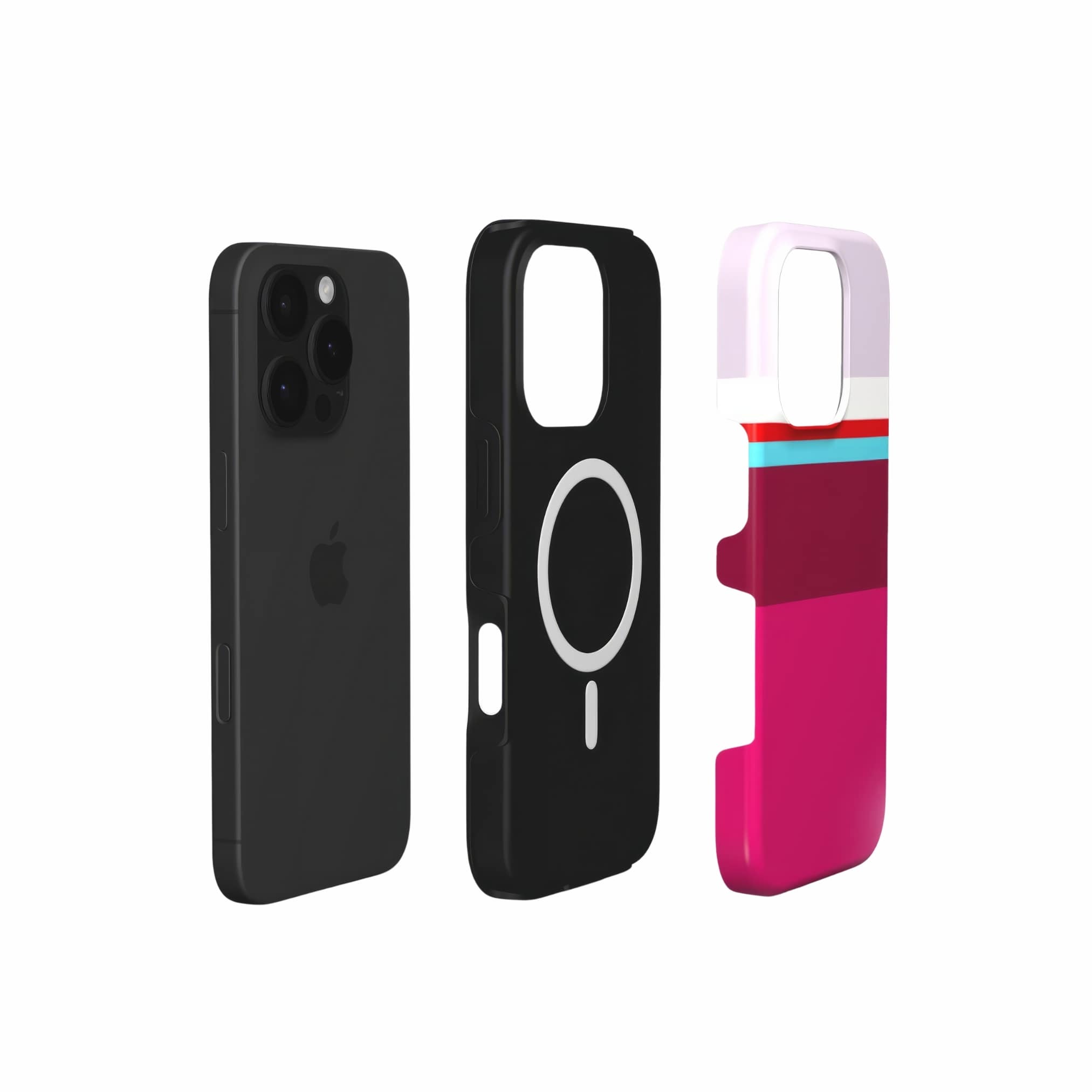 MagSafe tough phone case Color Blocks Fuchsia pattern design with a color blocks, featuring an elegant and expressive aesthetic design. Main colors are lilac, red, passion pink and fuchsia.