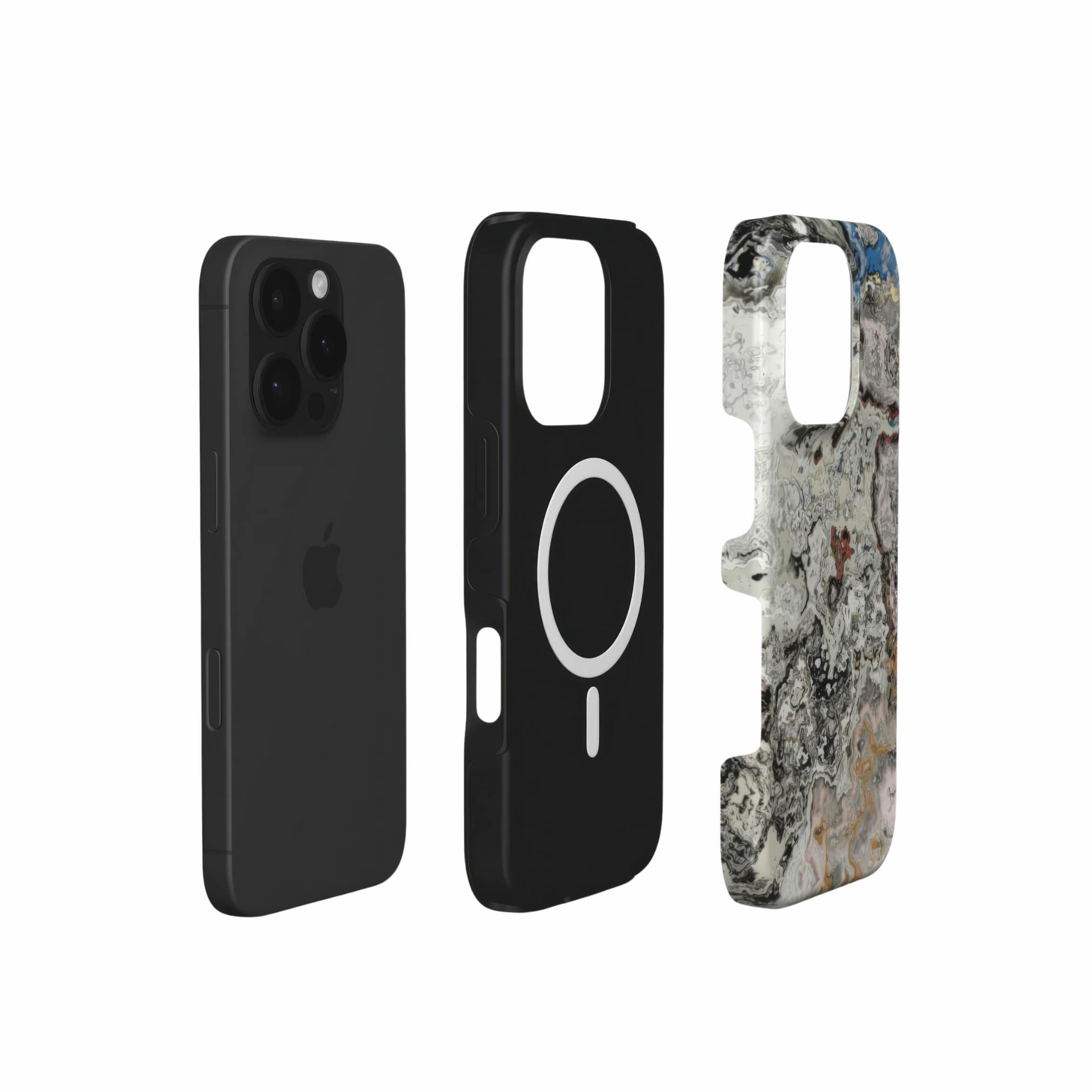 Tough MagSafe phone case extend view; Full Moon pattern, marble pattern; moon surface imagination.