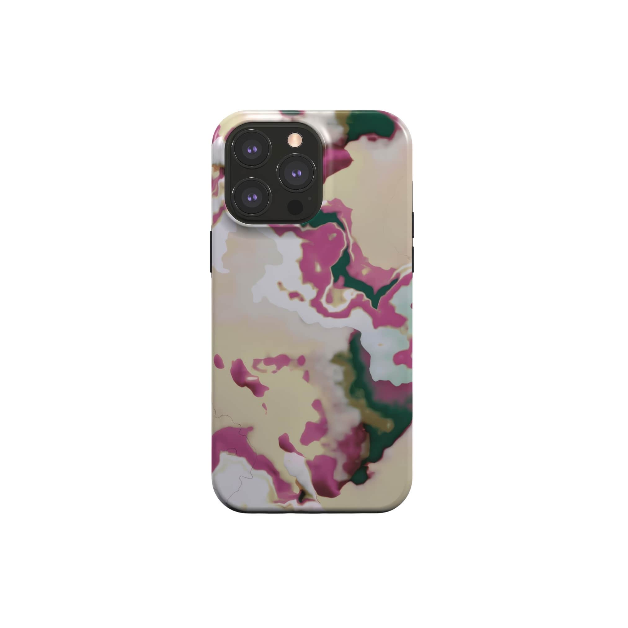 Tough magsafe phone case front view; Sandscape Dream 1 pattern, artistic, abstract marble pattern. Beige and purple color combination. Bold expressive aesthetic design. Colorful and interior fit. Elegant.