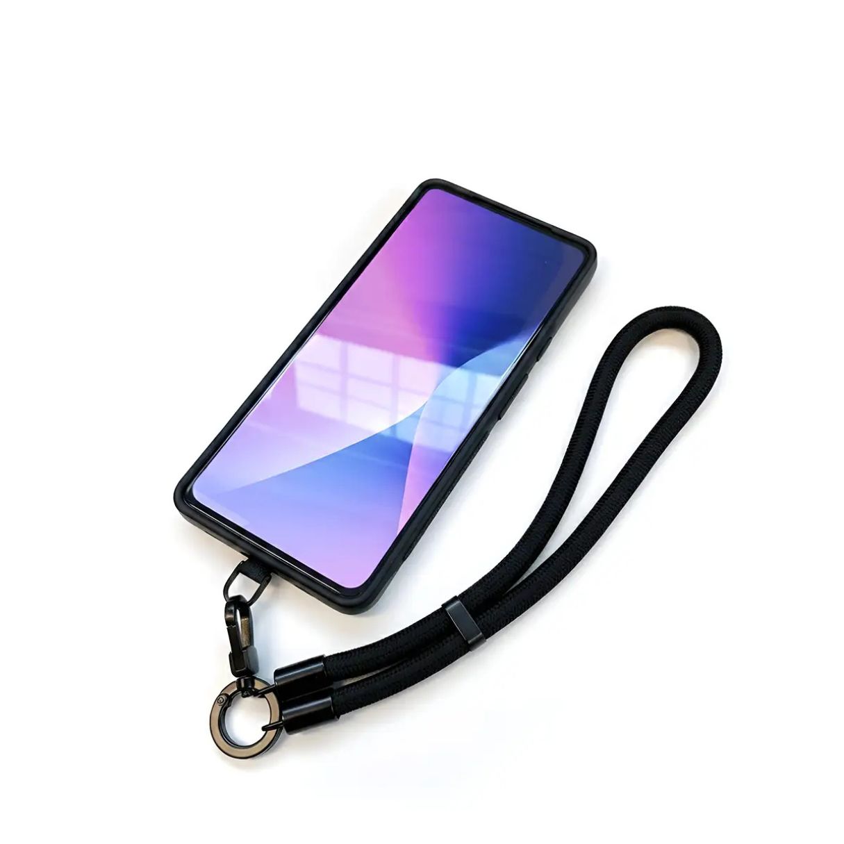 Phone strap in black color for any phone models. Wrist option.