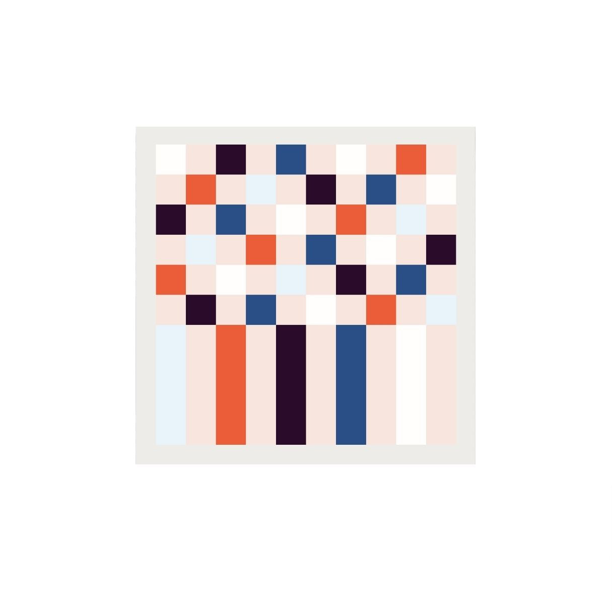 Colorful geometric pattern on a white background.