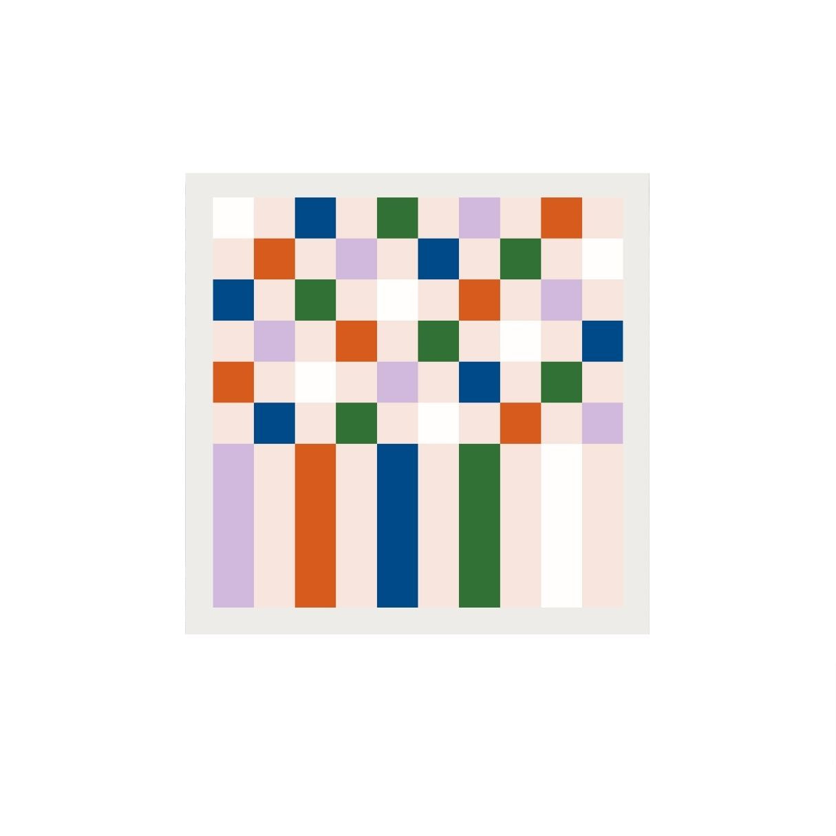 Colorful geometric pattern on a white background.