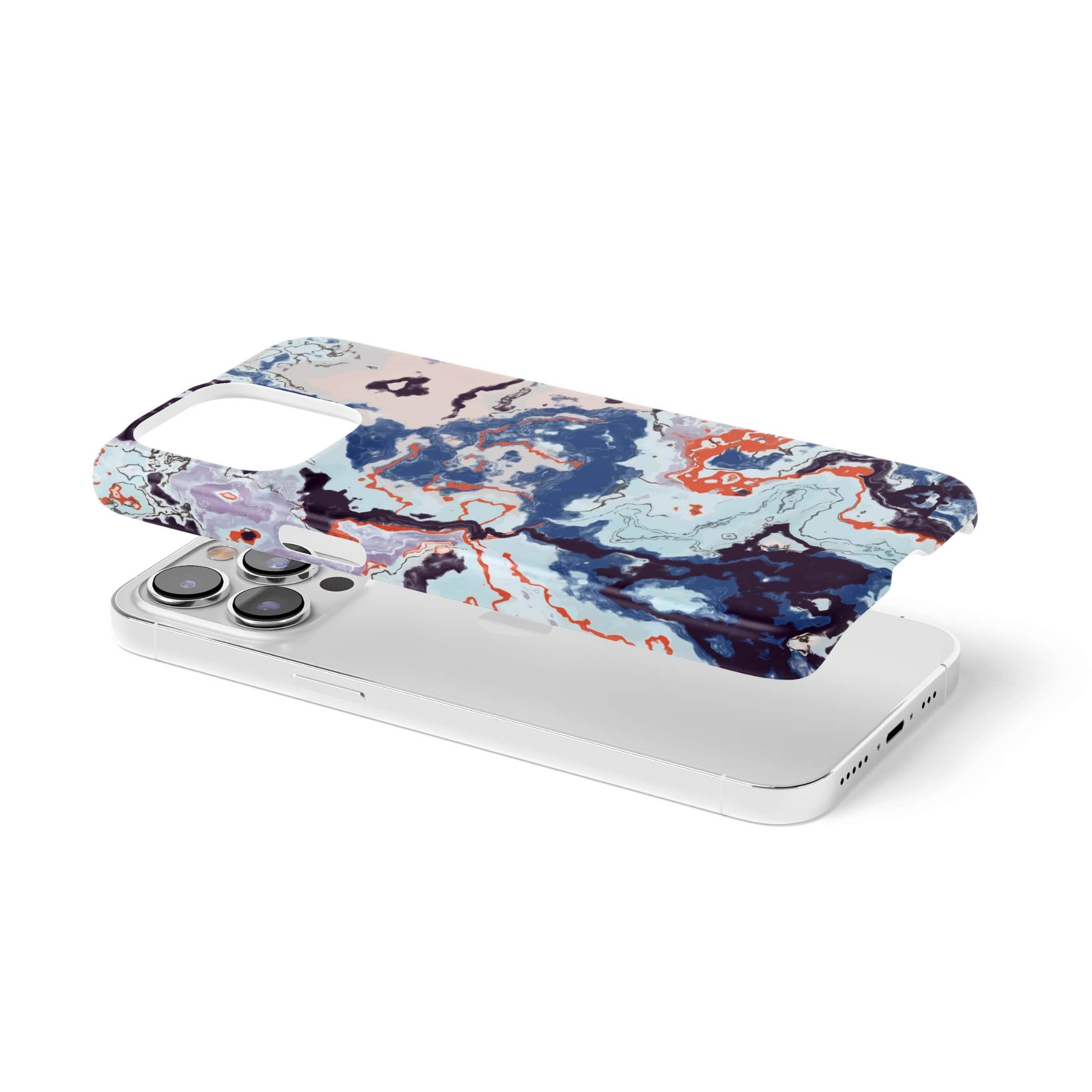 Blue Marble Veins pattern for Snap phone case. Extend View.