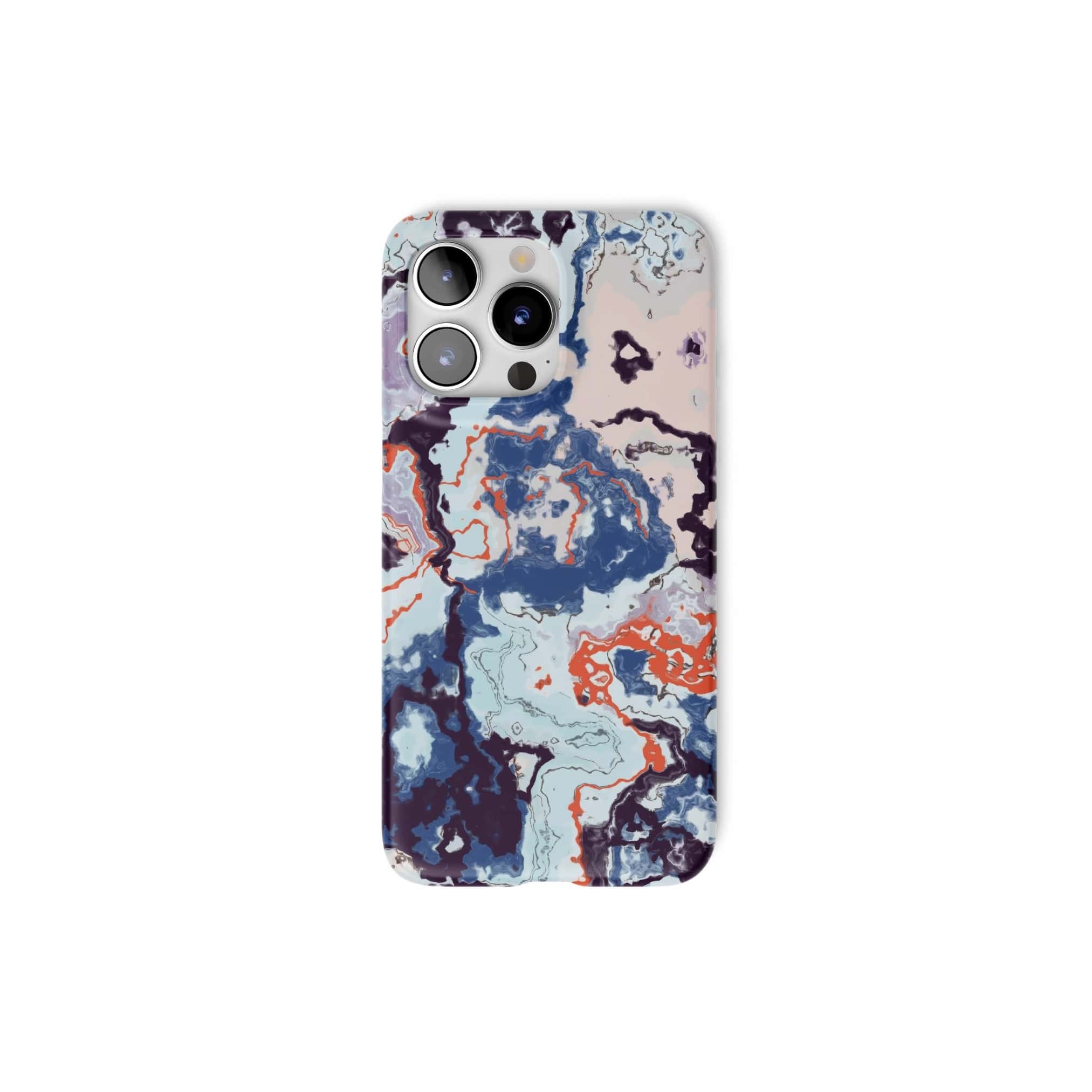 Blue Marble Veins pattern for Snap phone case. Front View.