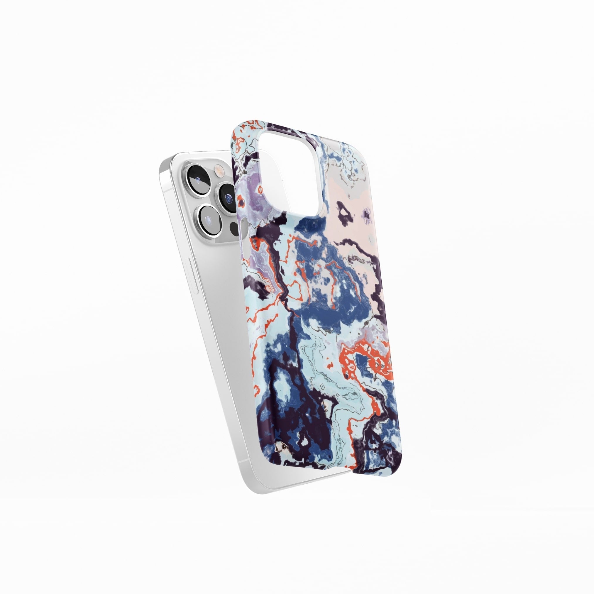 Blue Marble Veins pattern for Snap phone case. Side View.