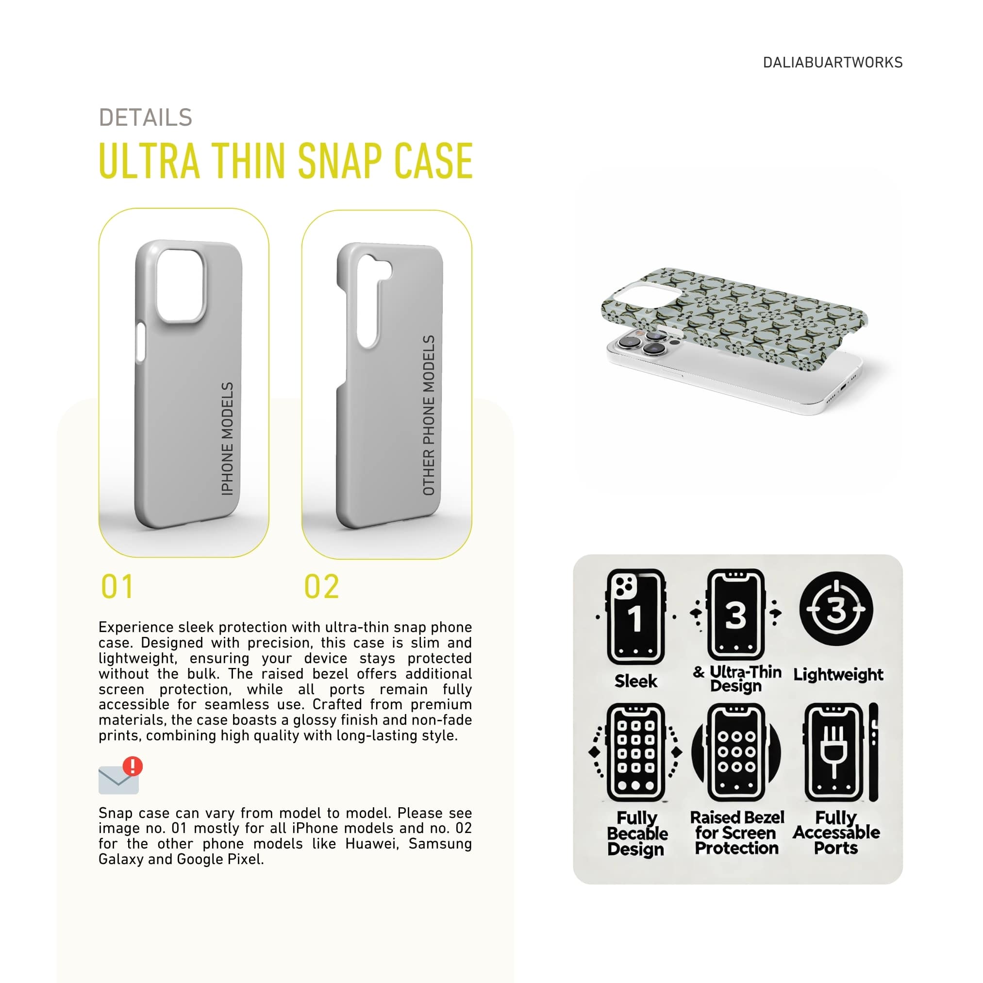 Ultra thin snap phone case ButterFly pattern design with a playful, bold expression of kaleidoscope form, featuring an elegant and expressive aesthetic design. Main color is light blue. Snug fit cover benefits.