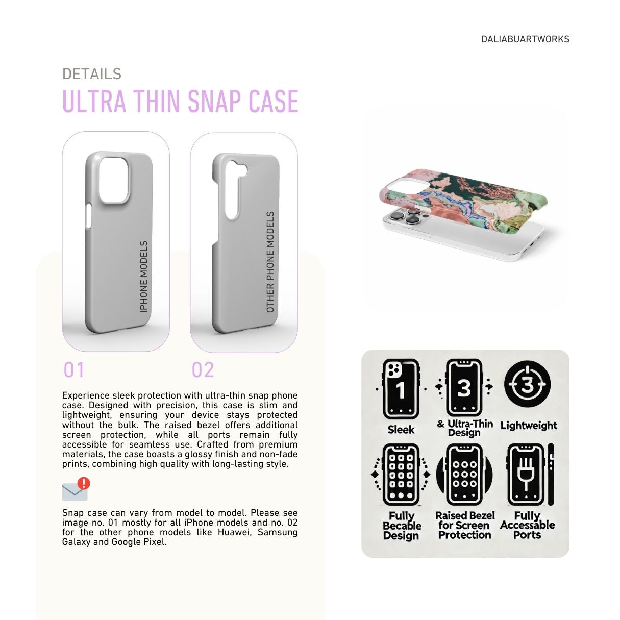 Ultra thin snap phone case with a bold vivid pattern Green Not Grass abstract and artistic style, featuring an elegant and expressive aesthetic design. Main colors are green and pink hues. Description.