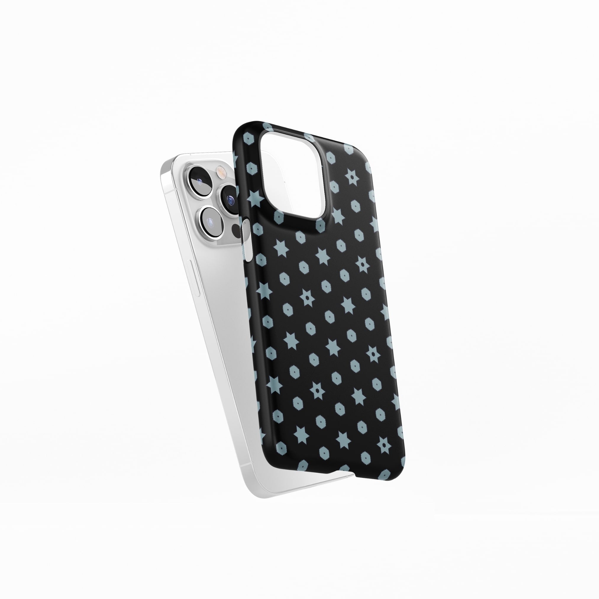 Snap phone case side view; midnight stars 1 pattern, ornamental pattern; kaleidoscope pattern imagination.