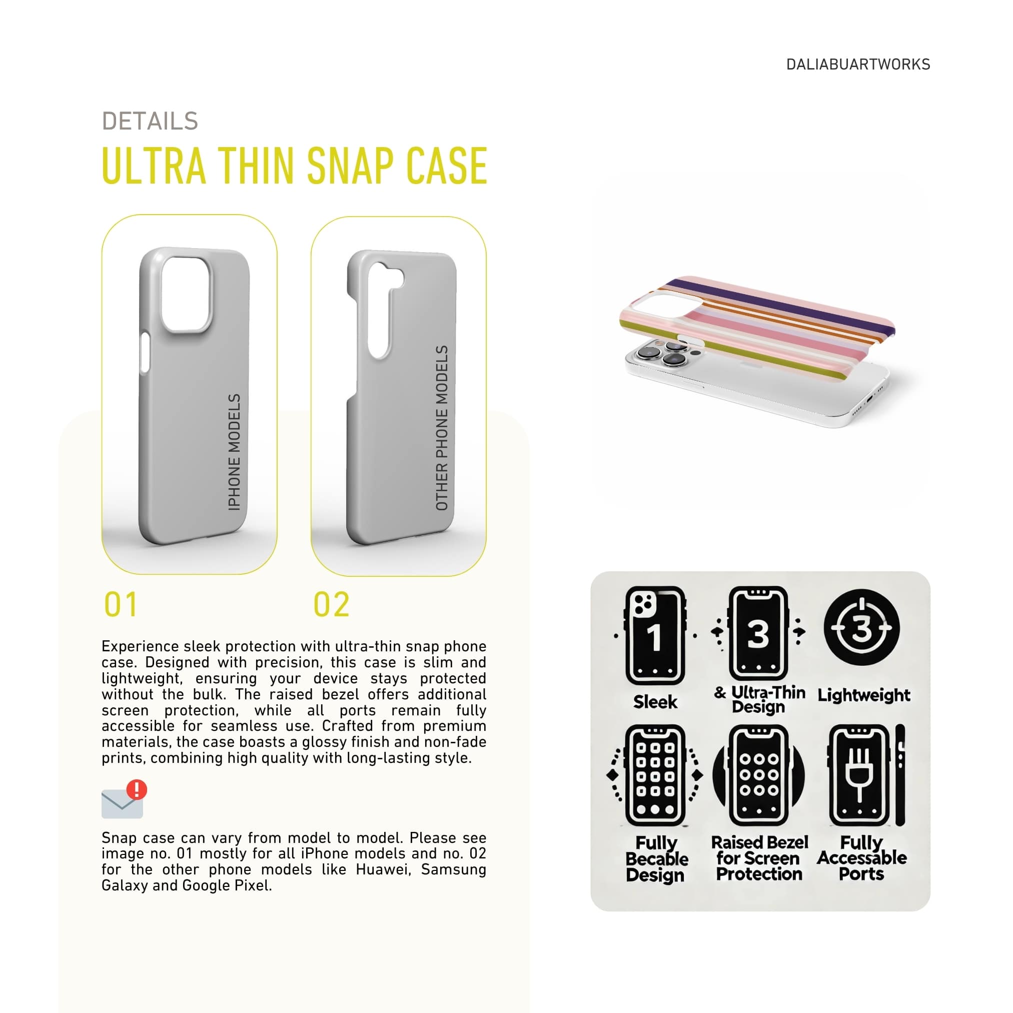 Ultra thin snap phone case Parallel Flow Pink pattern with tiny color stripes, featuring an elegant and expressive aesthetic design. Main colors are pink, lilac and purple. Benefit description.