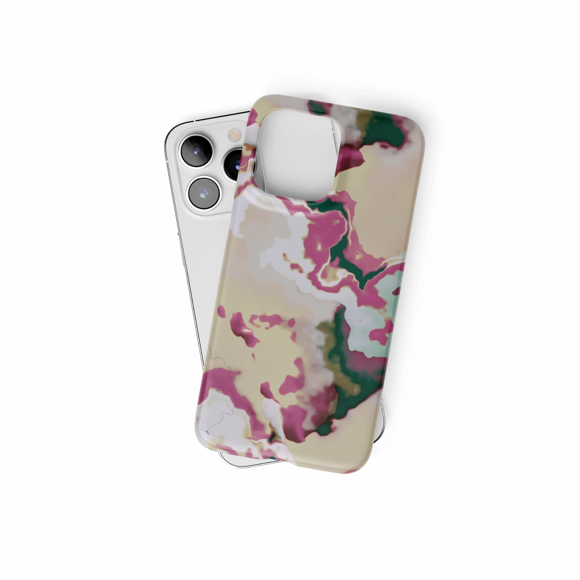Ultra thin snap phone case front view; Sandscape dream 1 pattern, artistic, abstract marble pattern. Beige and purple color combination. Bold expressive aesthetic design. Colorful and interior fit. Elegant.