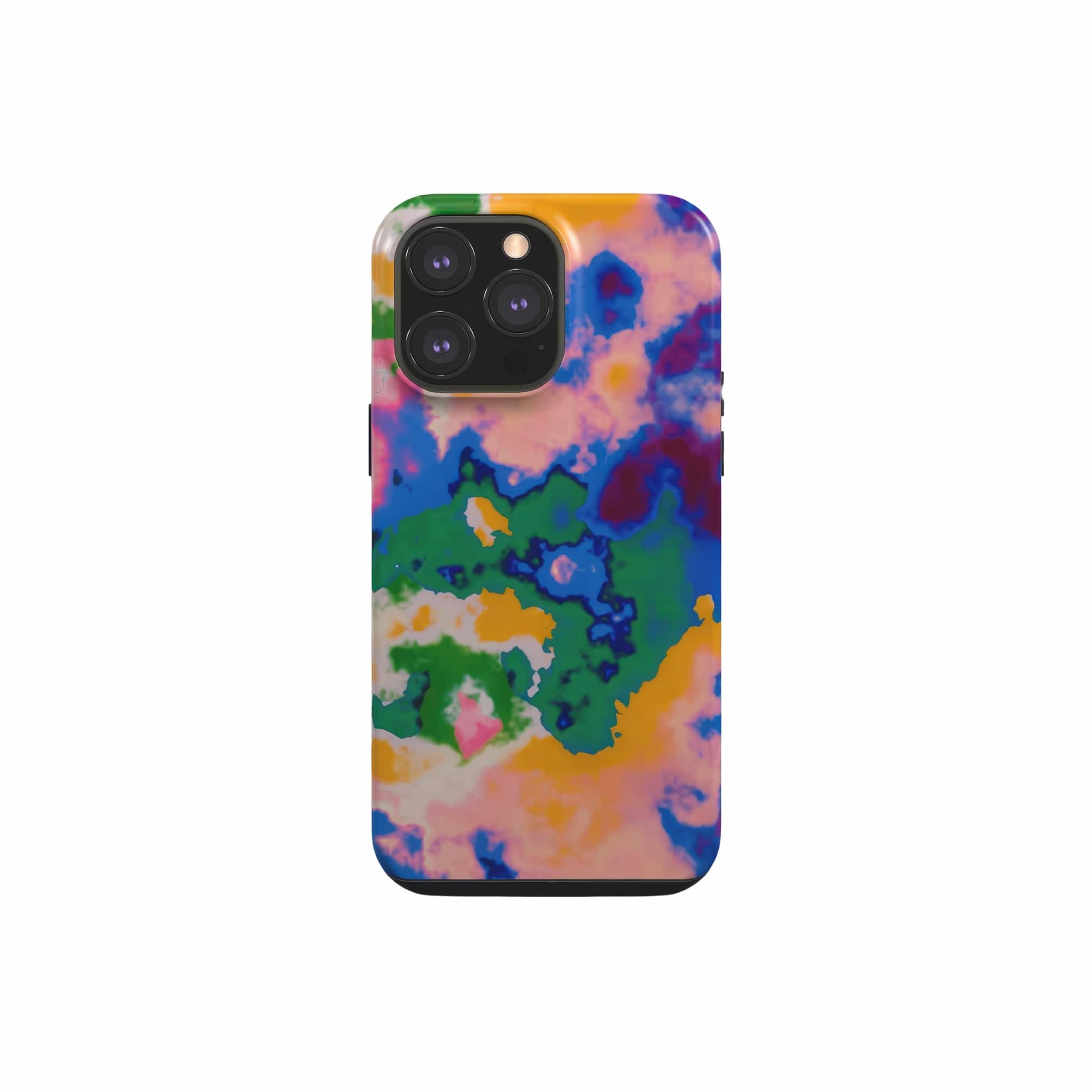 Tough phone case front view; Brazil 1 pattern, artistic, abstract marble pattern. Green and beige color combination. Bold expressive aesthetic design. Colorful and interior fit. Elegant.