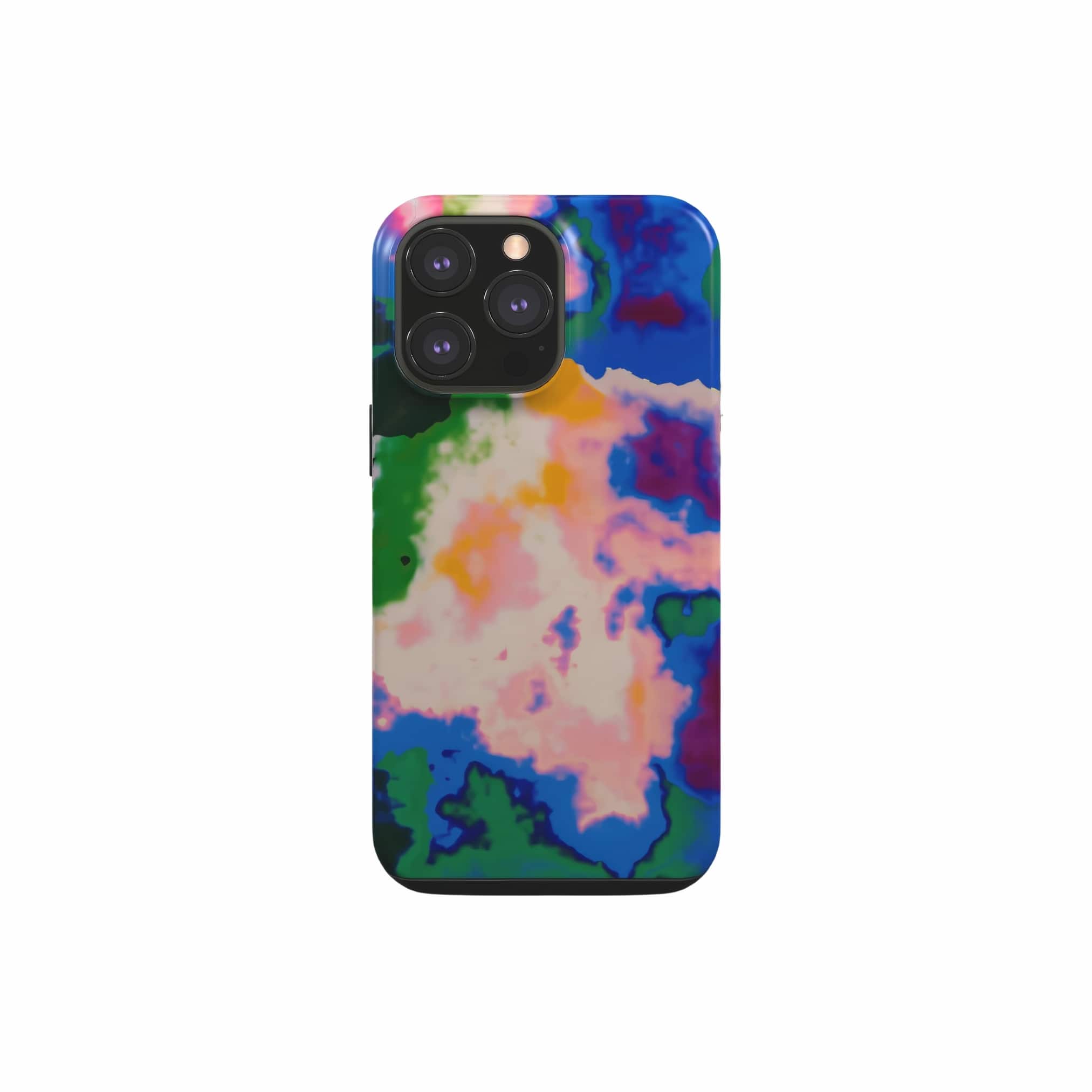 Tough phone case front view; Brazil 2 pattern, artistic, abstract marble pattern. Green and beige color combination. Bold expressive aesthetic design. Colorful and interior fit. Elegant.