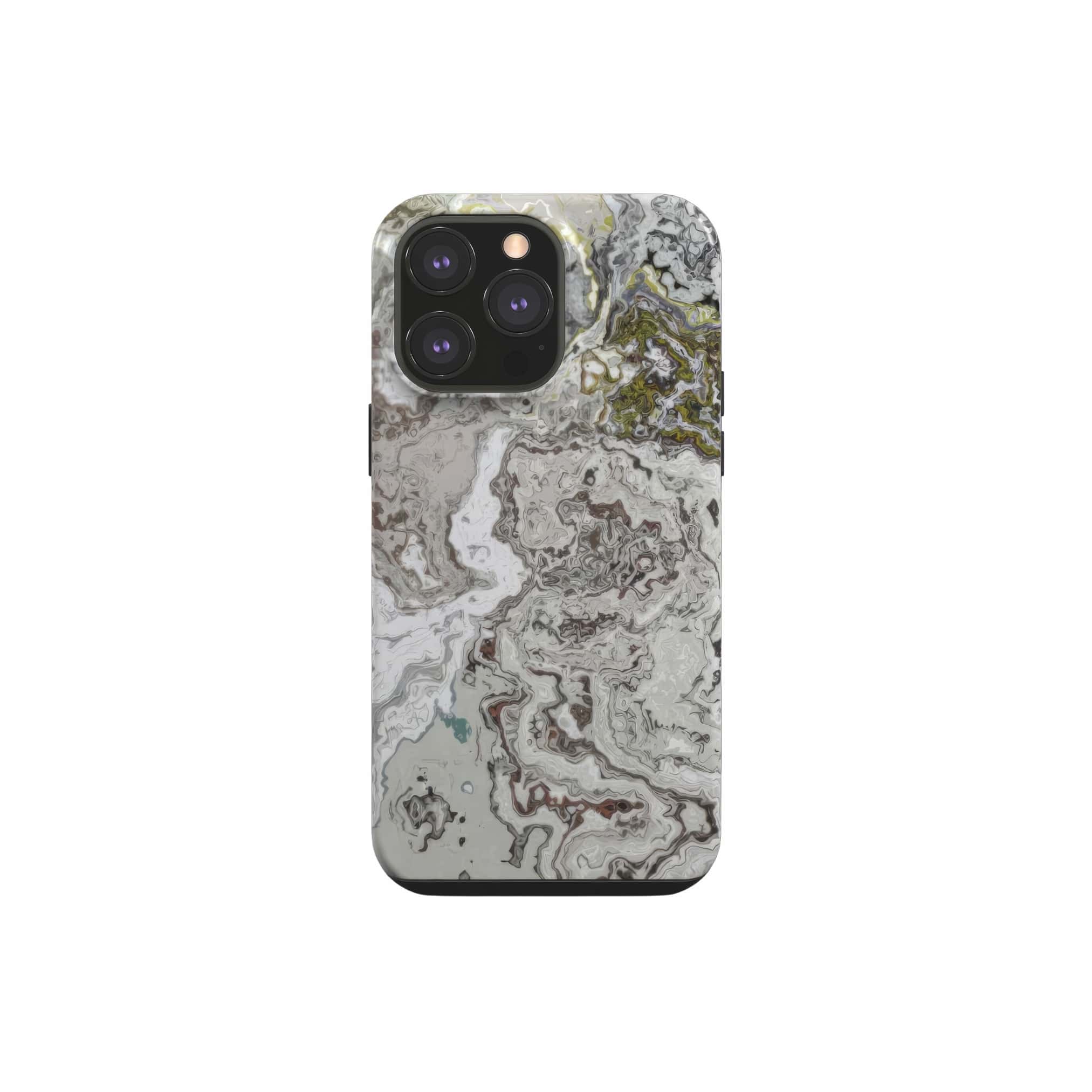 Tough phone case front view; Classic White Marble 1 pattern, artistic, abstract marble pattern. White and grey color combination. Bold expressive aesthetic design. Colorful and interior fit. Elegant.