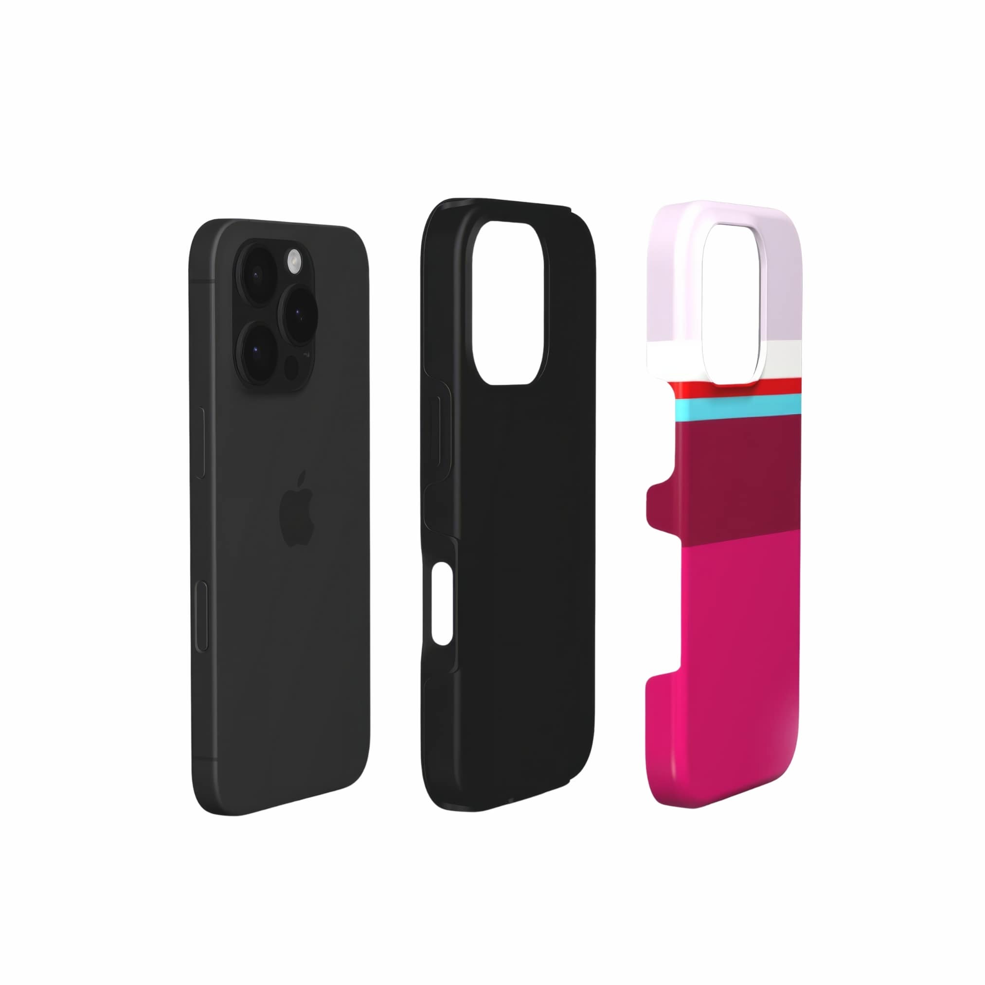 Tough phone case Color Blocks Fuchsia pattern design with a color blocks, featuring an elegant and expressive aesthetic design. Main colors are lilac, red, passion pink and fuchsia. Extend view.