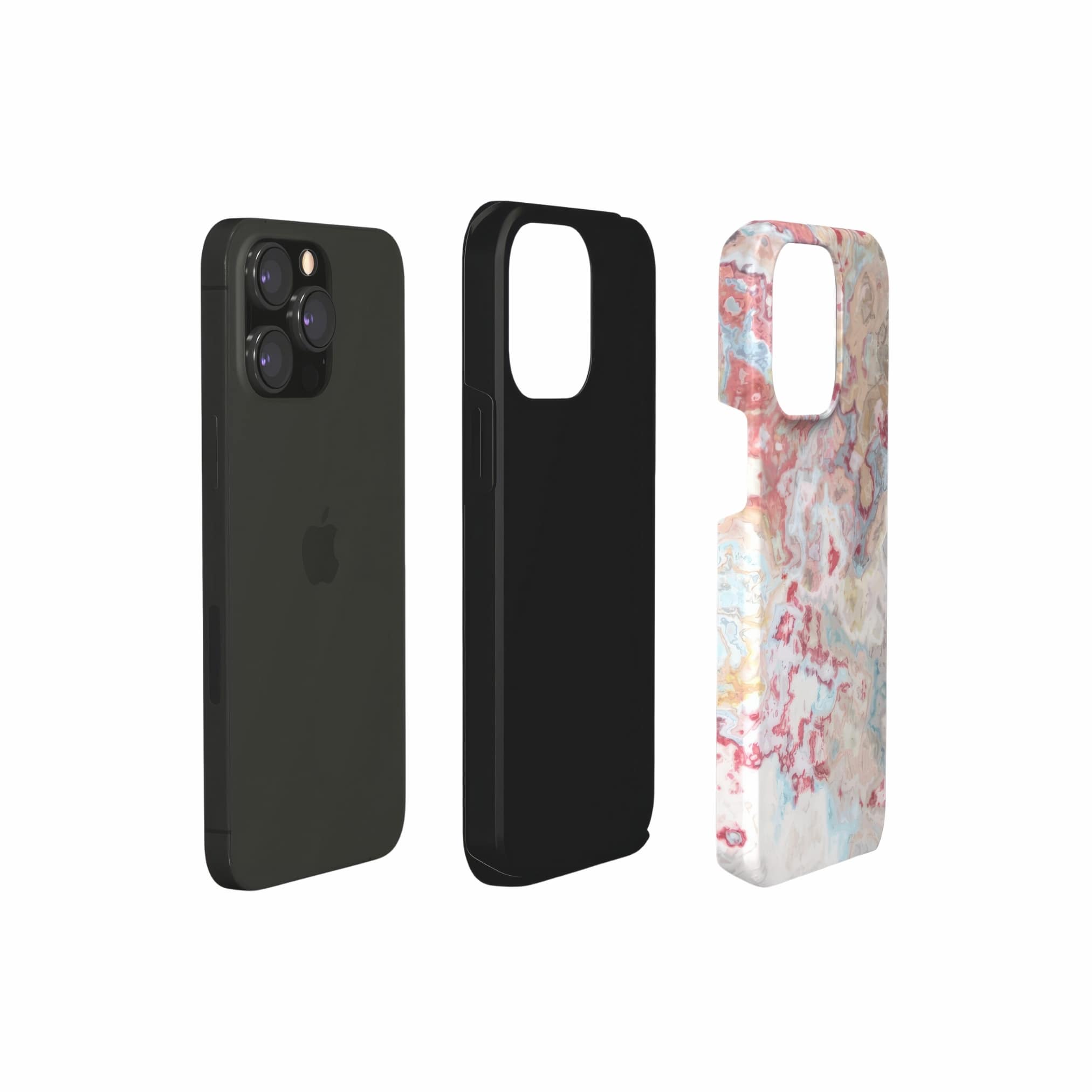 Tough phone case extend view; Divine Blue 1 pattern, artistic, abstract marble pattern. Pink and blue color combination.