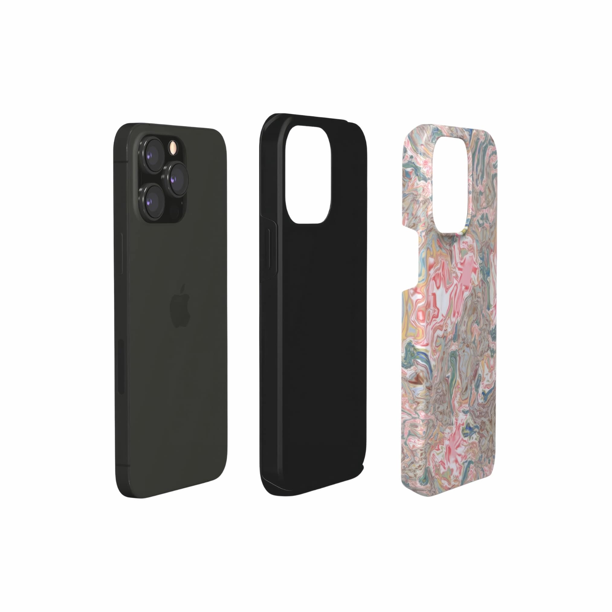 Tough phone case extend view; Feel Impress pattern, artistic, abstract marble pattern. Pastel blue, green and red color combination. Inspired by impressionist art.